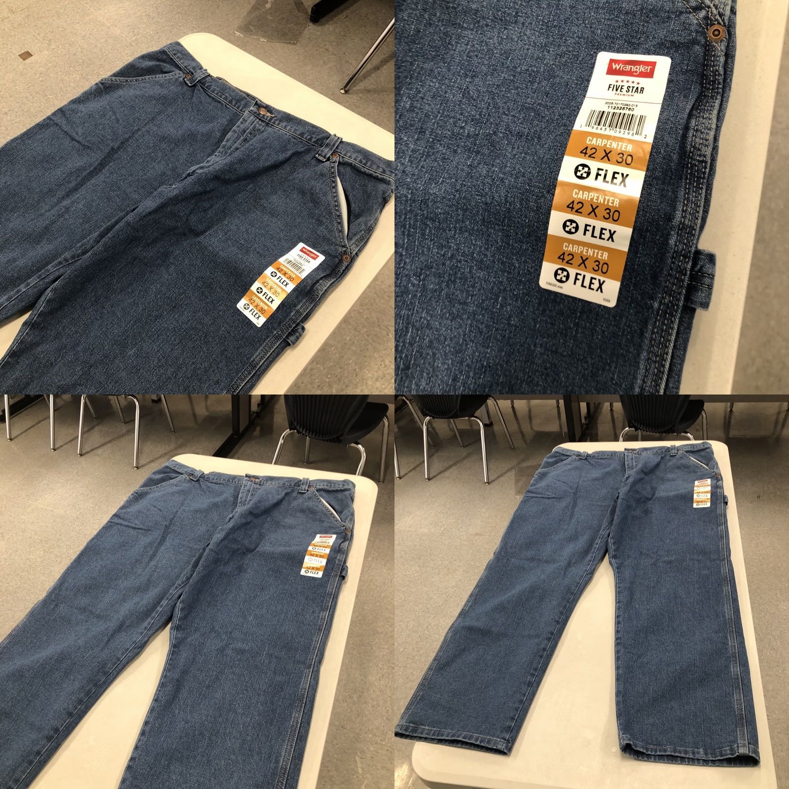 Wrangler VINTAGE Wrangler Five Star Flex Carpenter Jeans Blue 42x30 NWT Men Regular 42x30 Blue Carpenter Stars Jeans Size US 42 / EU 58 - 8 Thumbnail