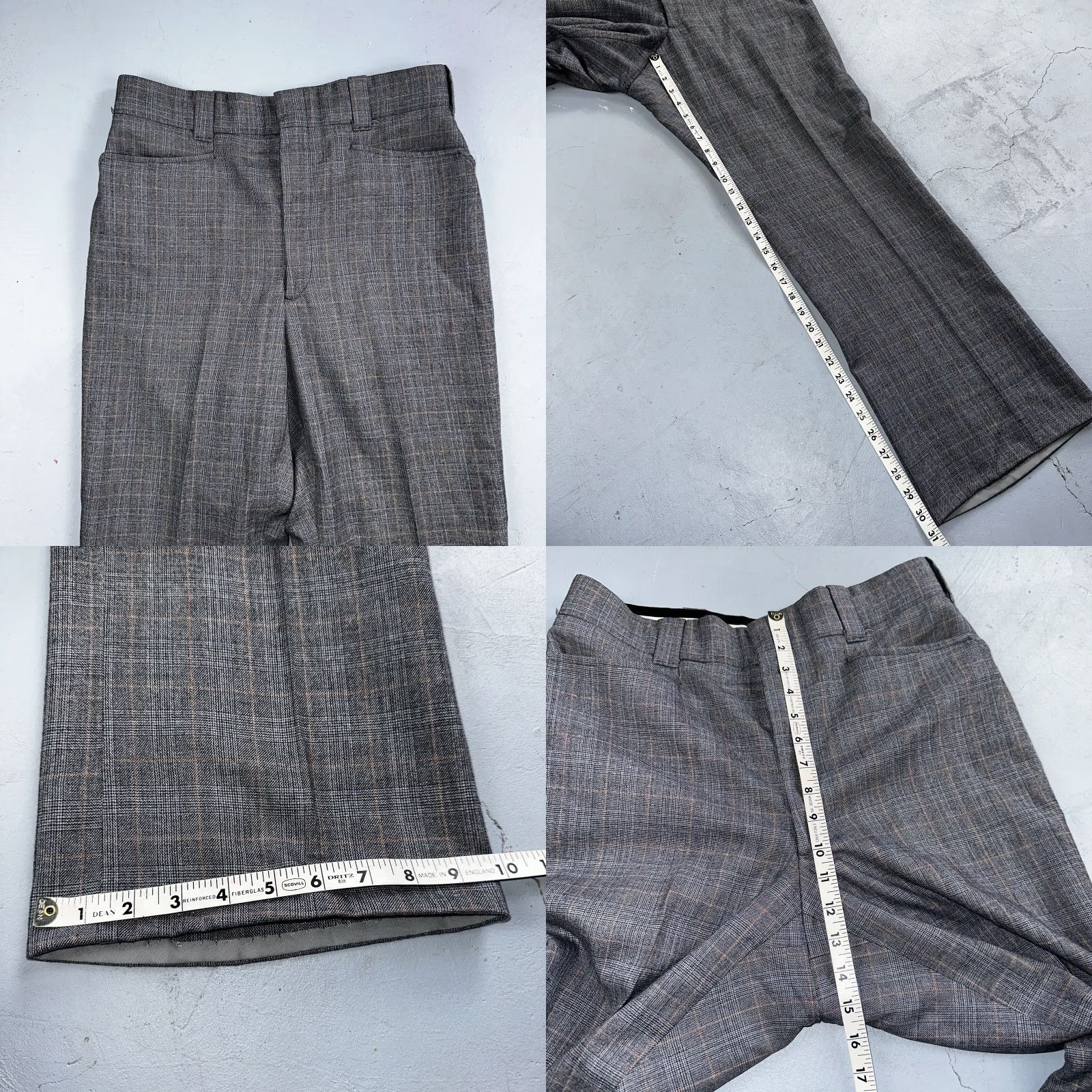 Vintage VTG Hochscheid Mens 3 PC Suit Jacket Coat Pants Vest Plaid Rockabilly 70s 1970s Brown Size 40 31x30 Mens Size 40R - 9 Thumbnail