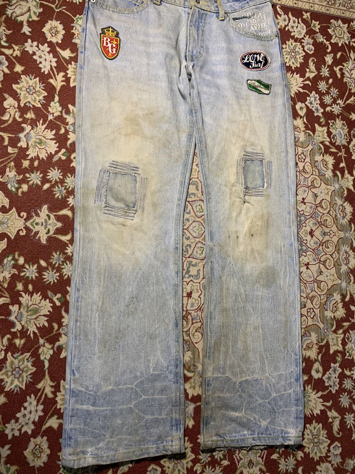 Body Glove Y2K BODY GLOVE BORO SASHIKO PANT EMBROIDERED LOGO DISTRESS Size US 31 - 3 Thumbnail
