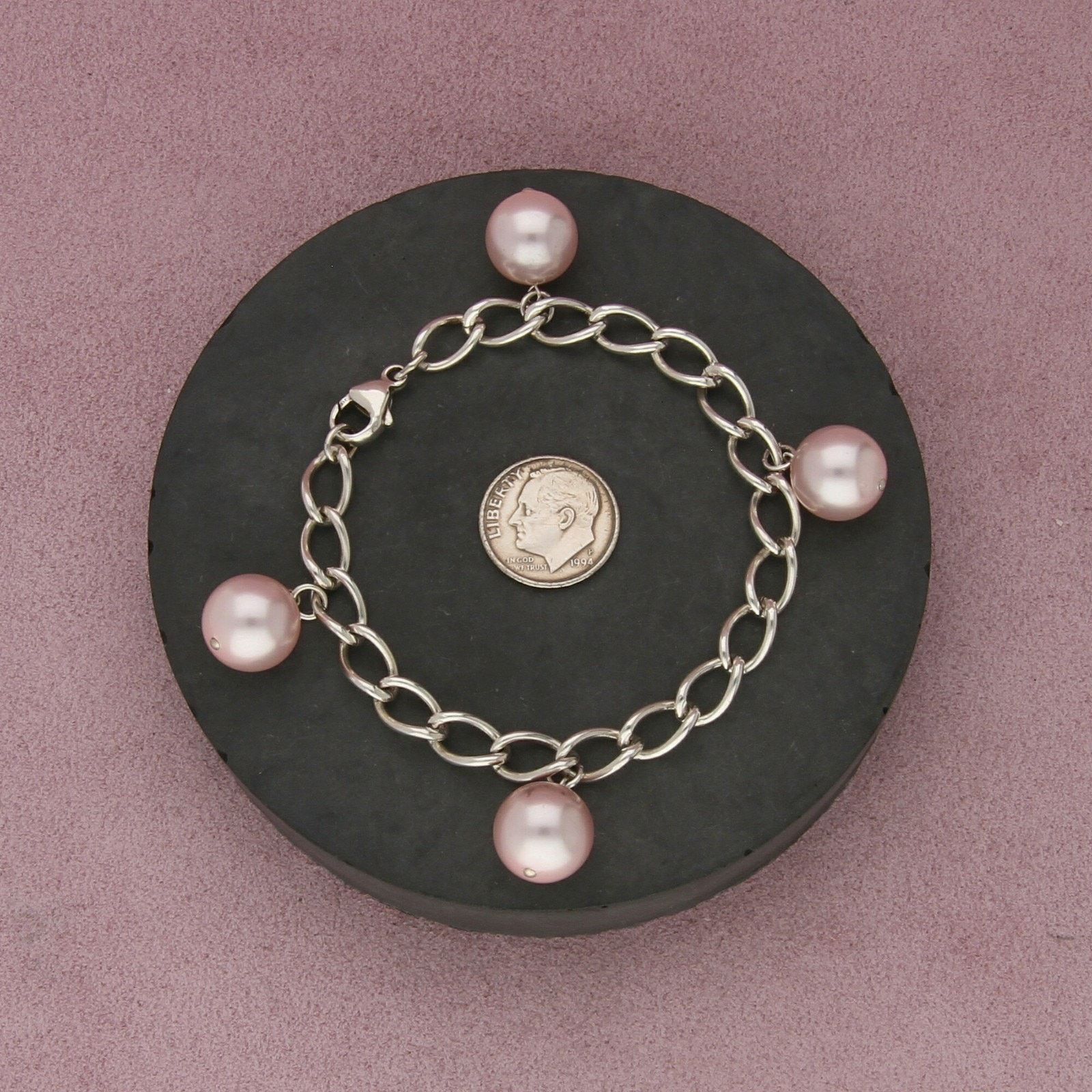 Sterling Silver sterling silver pearl charm bracelet size 6.75in Size ONE SIZE - 2 Thumbnail
