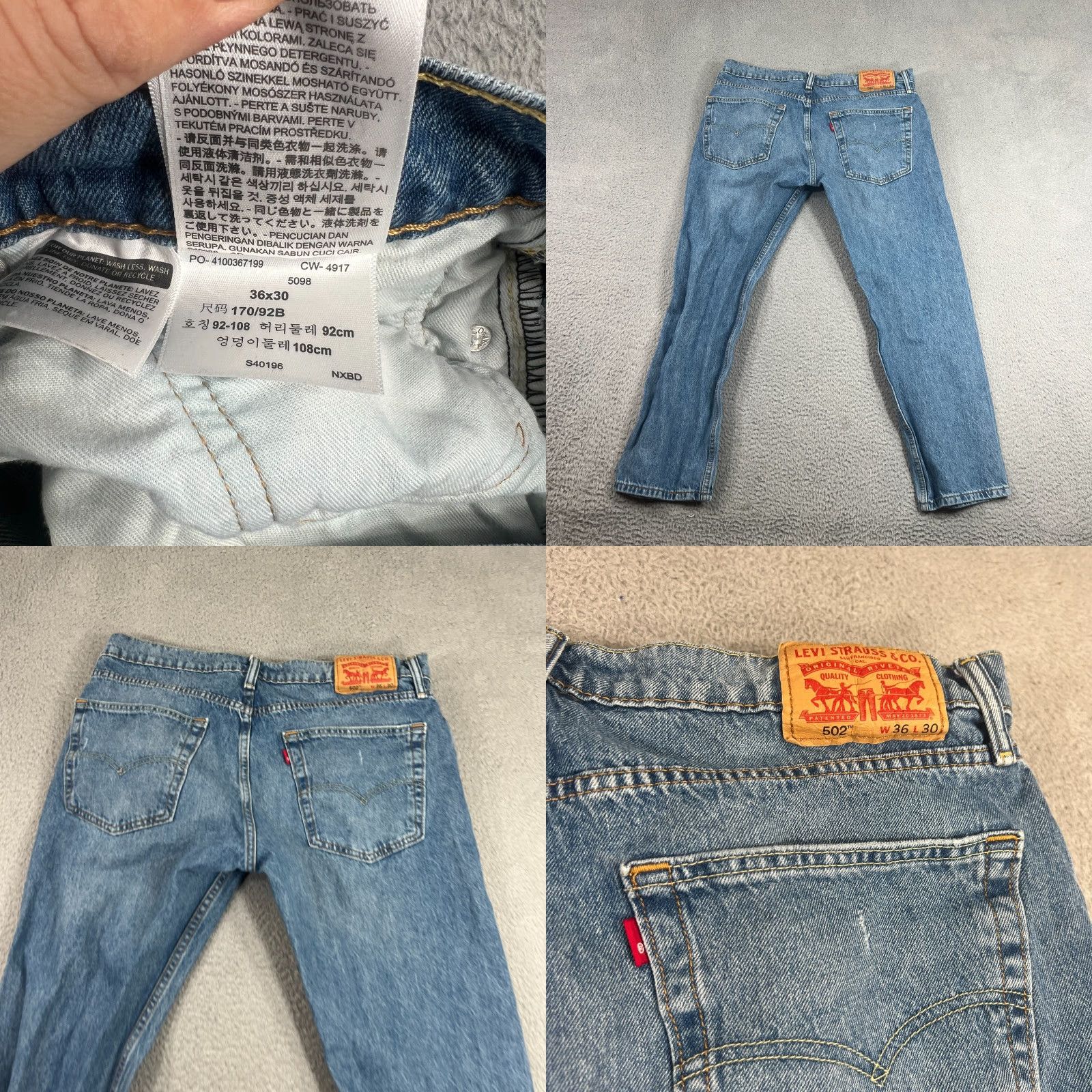 Levi's Levi's 502 Jeans Mens Regular 36x28 Blue Denim Distressed 5-Pocket Stretch Straight Denim Jeans Mens Regular Blue Distressed Levi's 502 Size US 36 / EU 52 - 8 Thumbnail