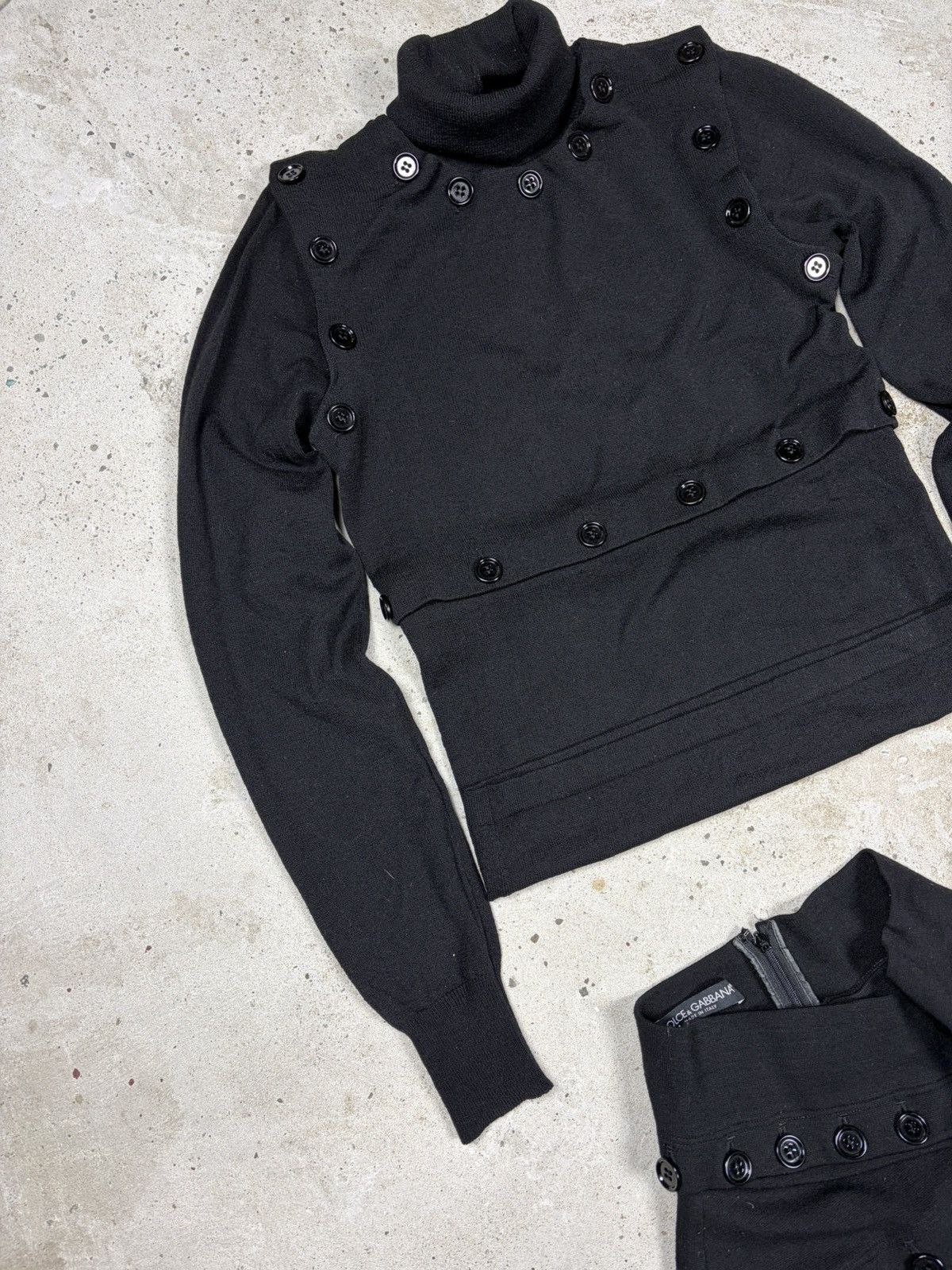 Dolce & Gabbana FW 2003 Dolce & Gabbana Black Button Up Skirt & Sweater Set Size S / US 4 / IT 40 - 10 Thumbnail