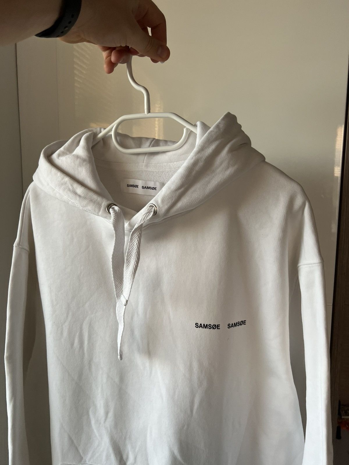 Samsoe Samsoe Samsoe Samsoe New Collection Printed Logo Basic White Hoodie Size US L / EU 52-54 / 3 - 1 Thumbnail