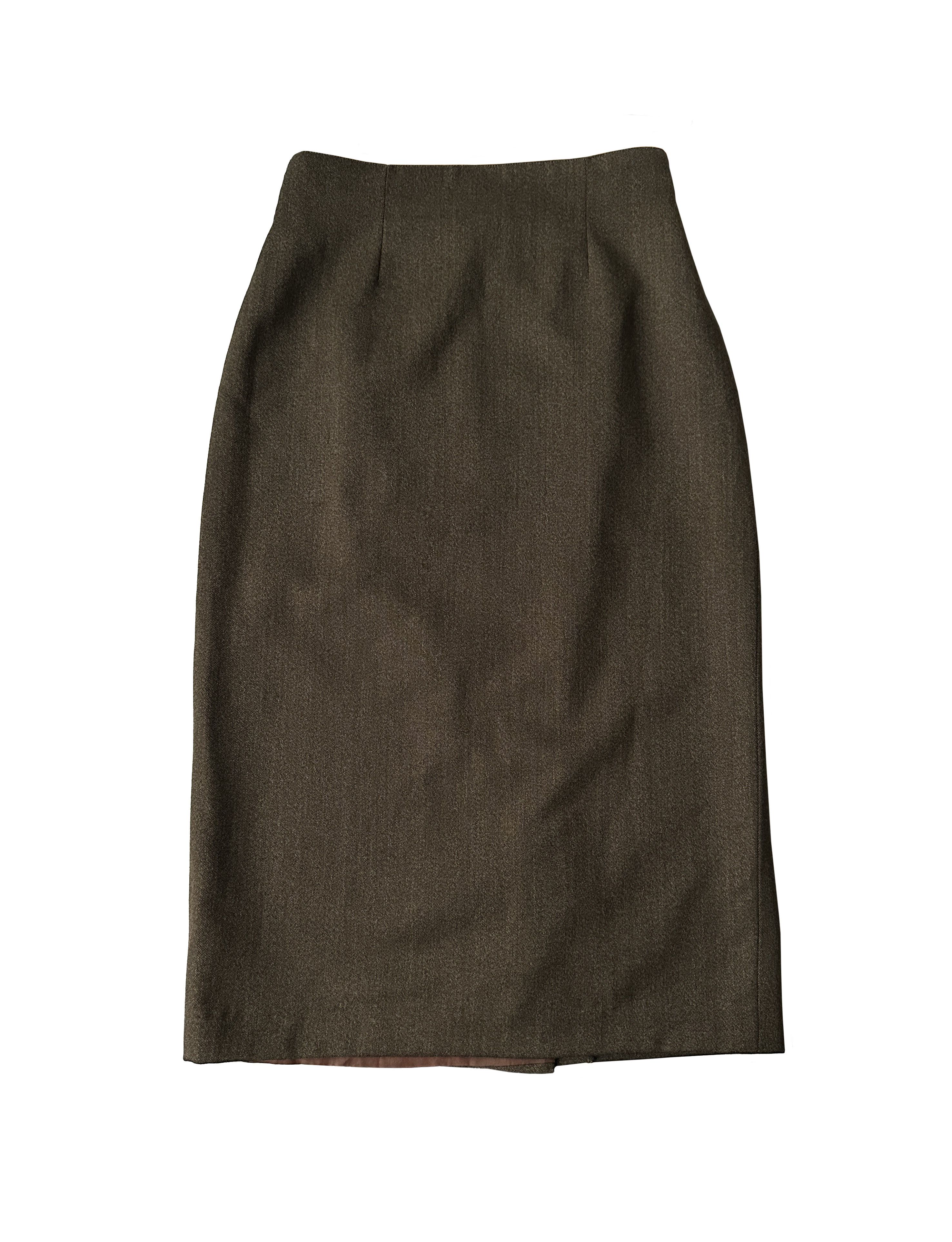 Max Mara MaxMara Vintage olive wool skirt Size 26" / US 2 / IT 38 - 2 Thumbnail