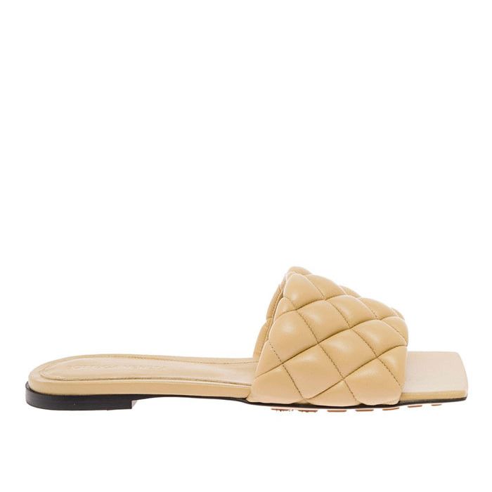Bottega Veneta o1n1vont1225 Padded Flats Sandals in Beige Size US 5.5 / IT 35.5 - 1 Thumbnail
