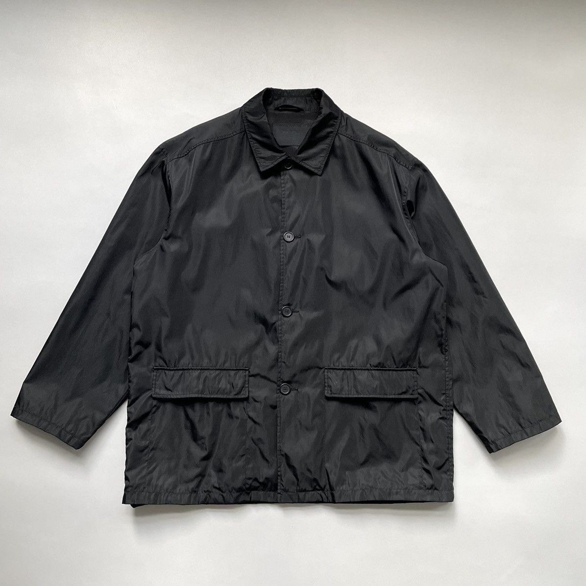 image of Prada S/s 1999 Black Nylon Mac Jacket, Men's (Size 2XL)