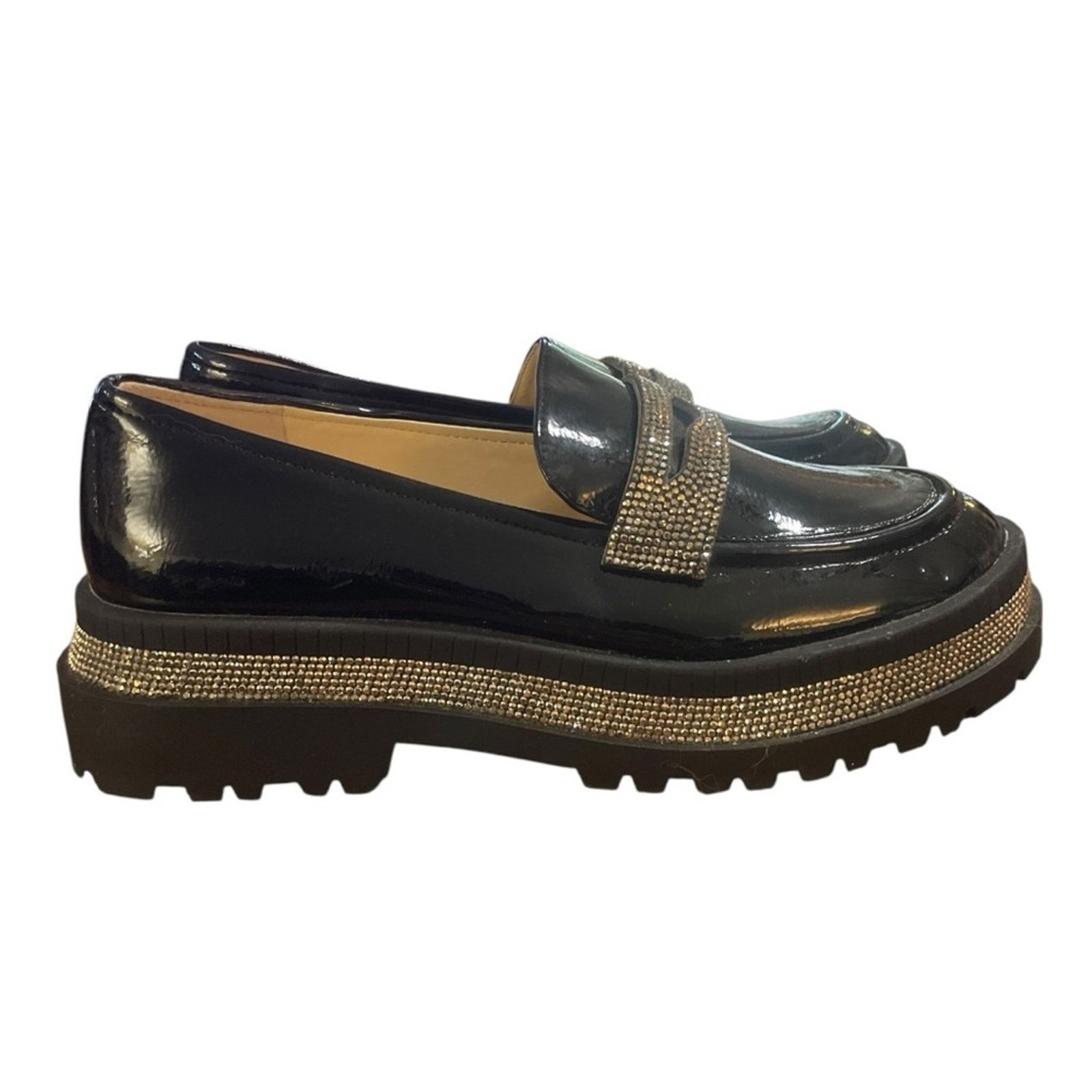 Jessica Simpson Jessica Simpson Everlynn Penny Lug Sole Gemstone Loafer Size US 8 / IT 38 - 2 Thumbnail