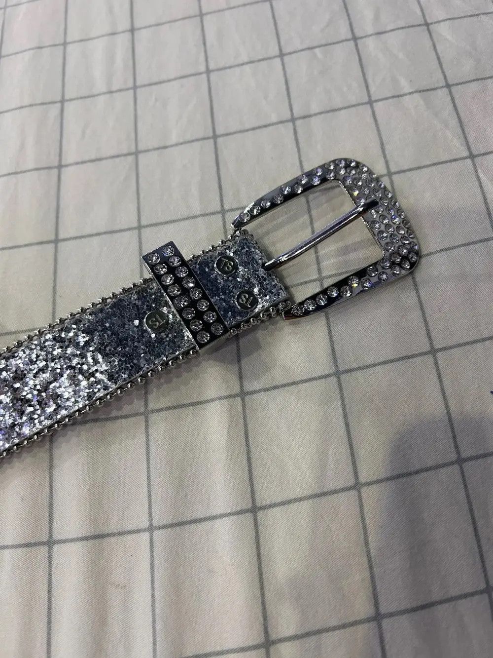 Leather Gorgeous Rhinestone Studded PU Leather Belt Size ONE SIZE - 3 Thumbnail