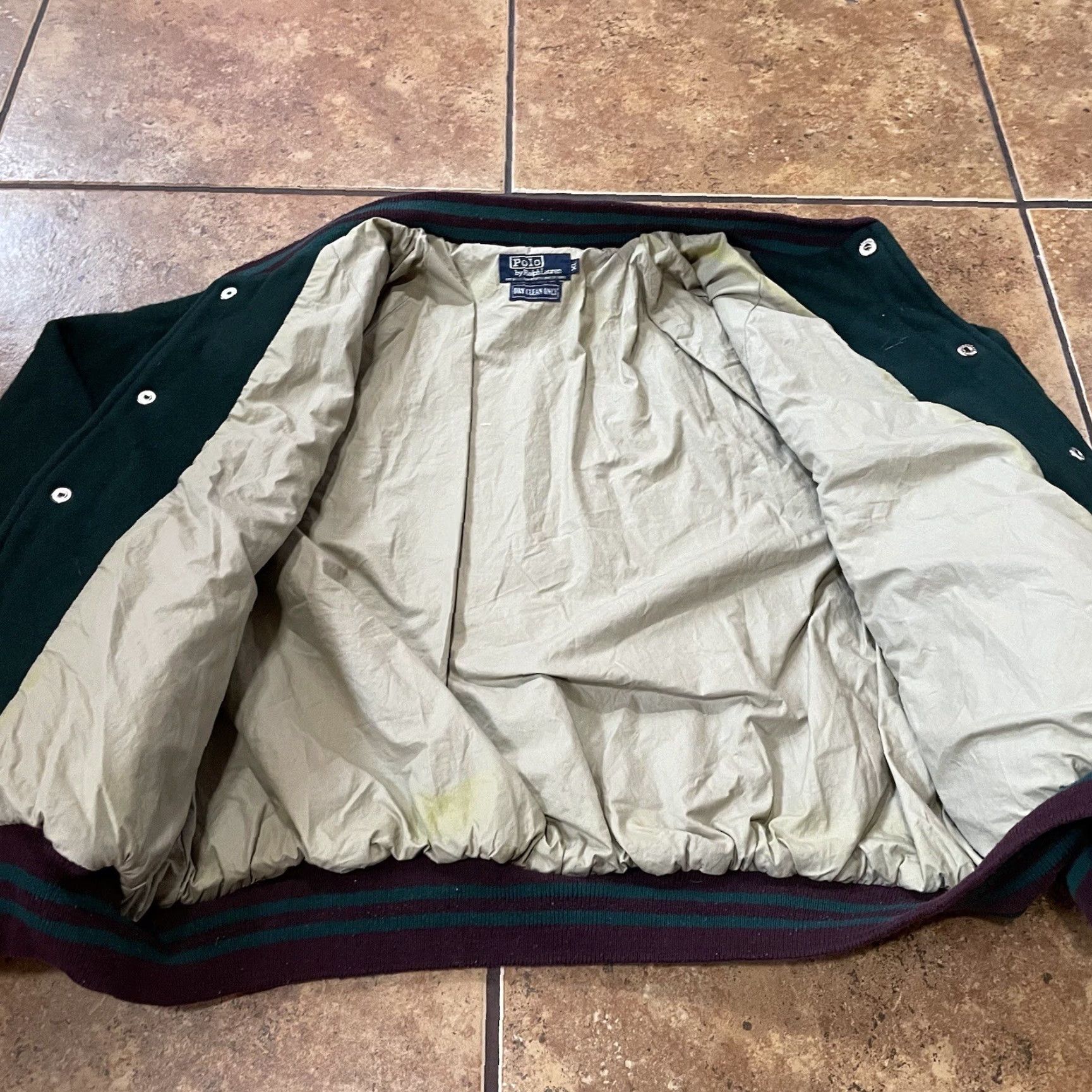 Polo Ralph Lauren VTG Polo Ralph Lauren Bomber Jacket XL Green Wool Scribble Crest 80s 90s Mens Jacket Size US XL / EU 56 / 4 - 5 Thumbnail