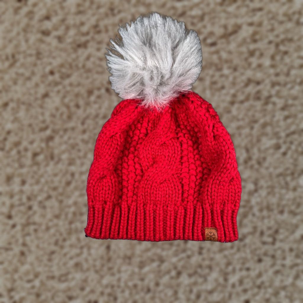 Vintage Gertex Beanie Toque Adult One Size Red Cable Knit Snowflake 100% Acrylic Pom Hat/Cap Women Beanie Winter Mens Girls Boys Size ONE SIZE - 1 Thumbnail