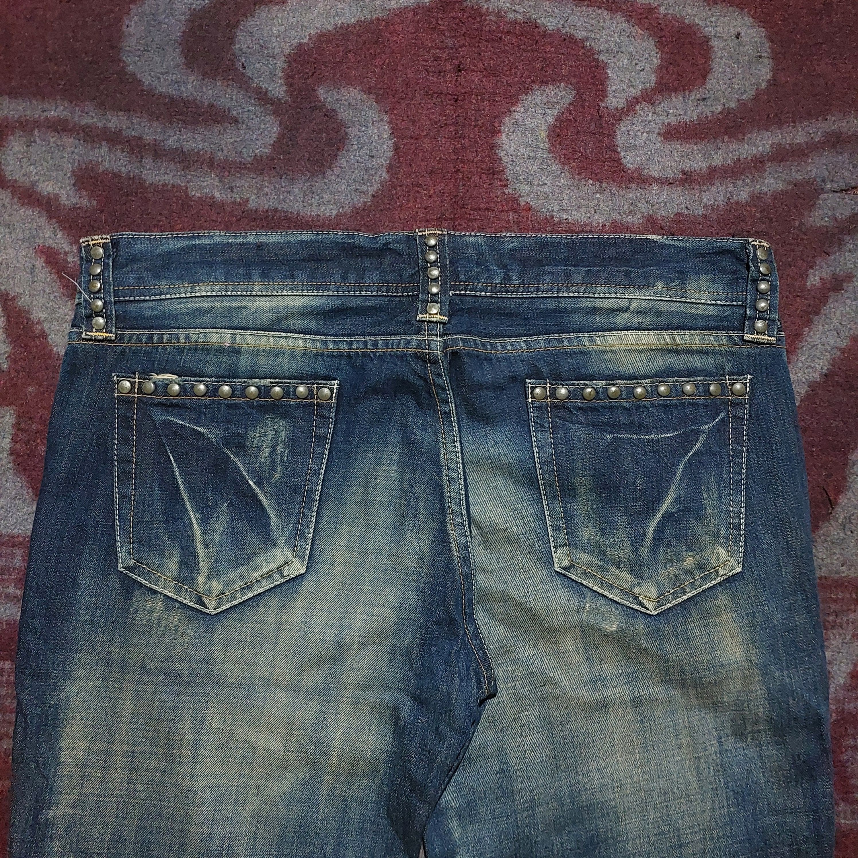 GOA Vanquish studded ripped flared blue denim Size US 36 / EU 52 - 6 Thumbnail