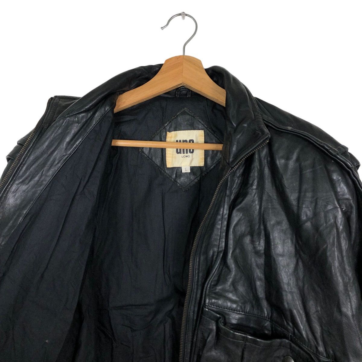 Japanese Brand 🔥90’s Vintage Genuine Leather Bomber Jacket Uno Uomo Japan Size US L / EU 52-54 / 3 - 10 Thumbnail