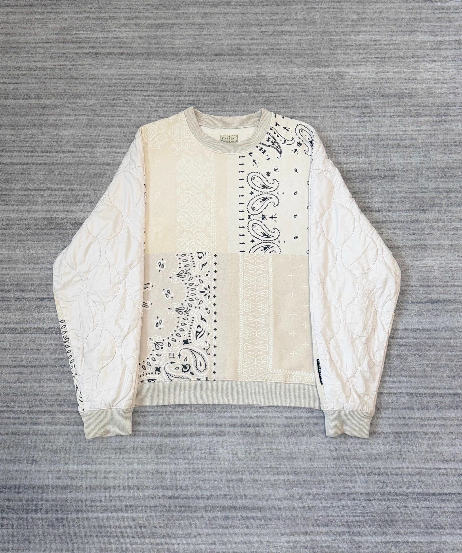 Kapital Kapital Cream Paisley Color Block Padded Sweatshirt Size US S / EU 44-46 / 1 - 1 Thumbnail