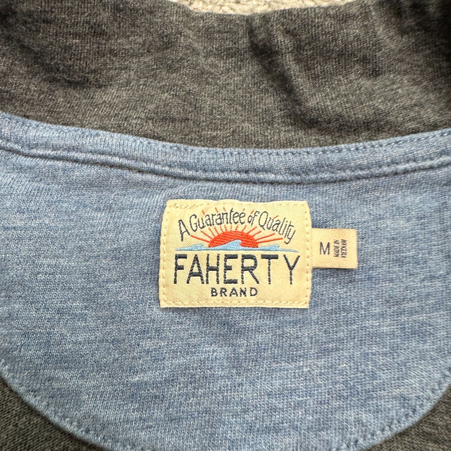 Faherty Faherty Sweatshirt Main Mens Medium Gray Cotton Modal 1/4 Zip Pullover Mock Neck Long Sleeve All Seasons Breathable Stretch Casual Winter Spring Fall Size US M / EU 48-50 / 2 - 7 Thumbnail