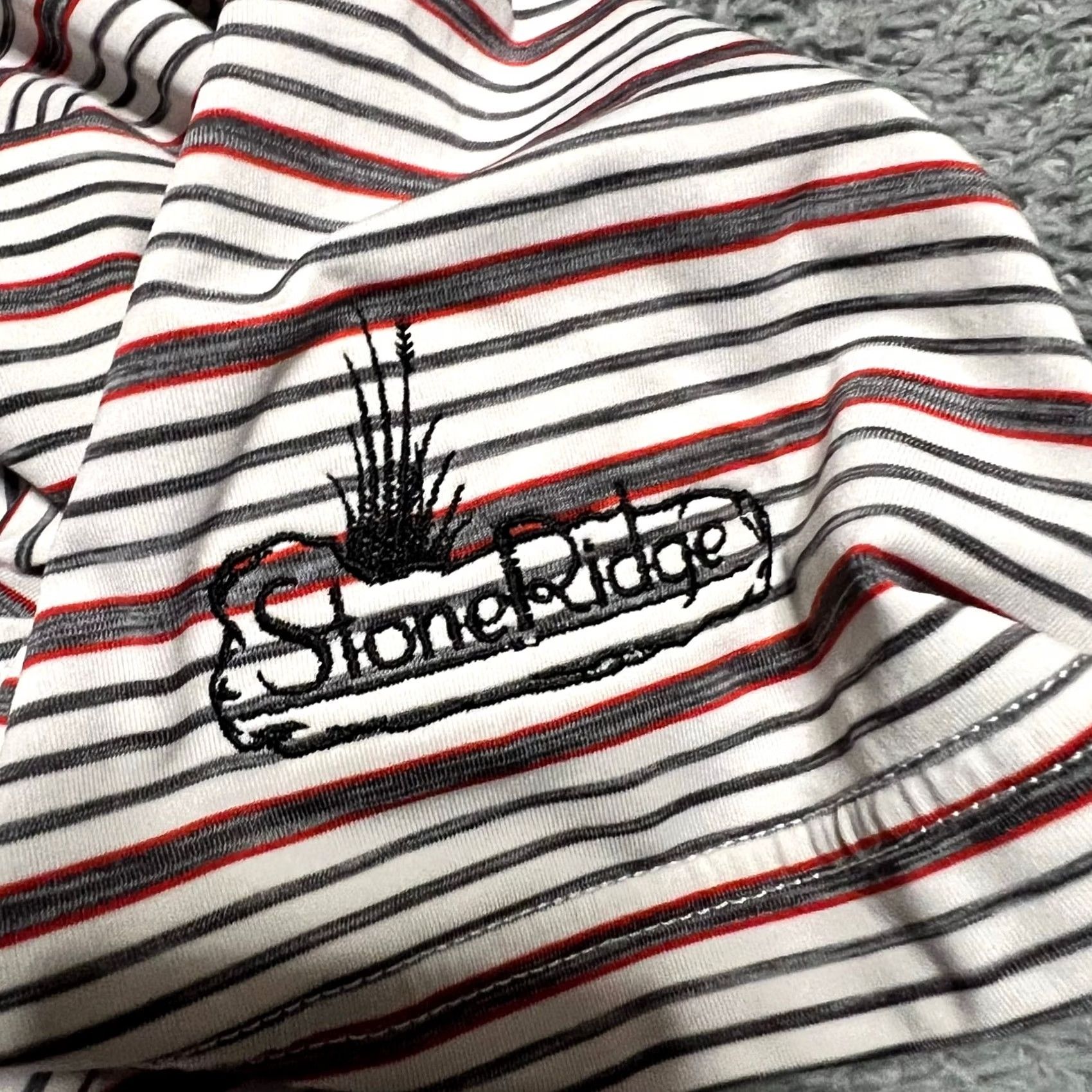 Footjoy Footjoy Polo Shirt Mens Large Performance Striped Golf Red Gray Mens L Red Striped Golf Polo T-Shirt Size US L / EU 52-54 / 3 - 7 Thumbnail