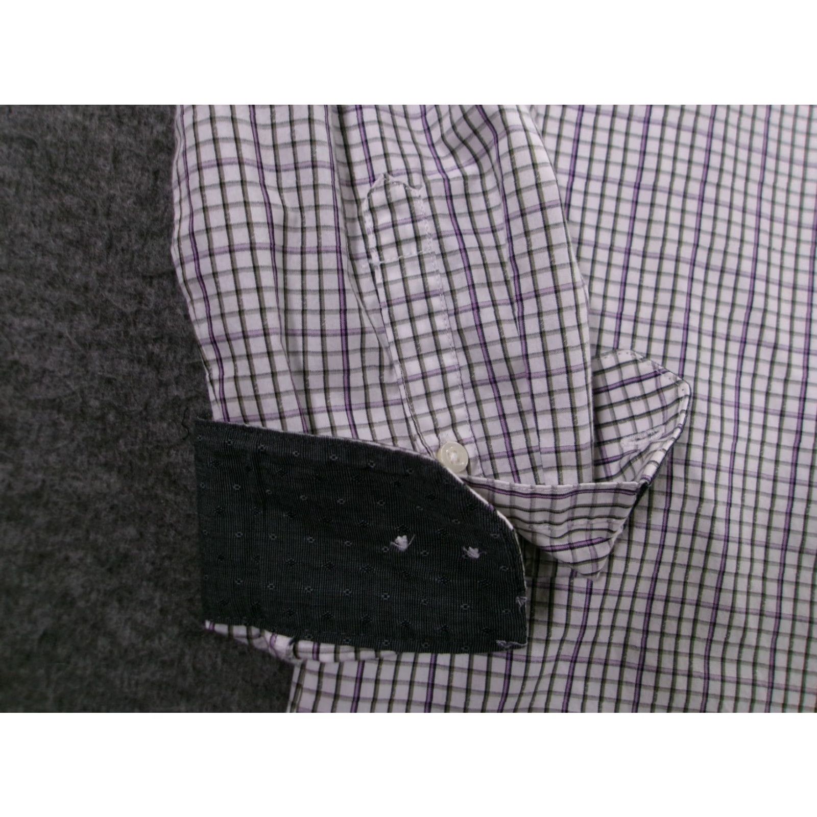 Van Heusen VAN HEUSEN Shirt Men M Gray Plaid Slim Fit Button-Up Office Casual Cuff Flip Size US M / EU 48-50 / 2 - 7 Thumbnail