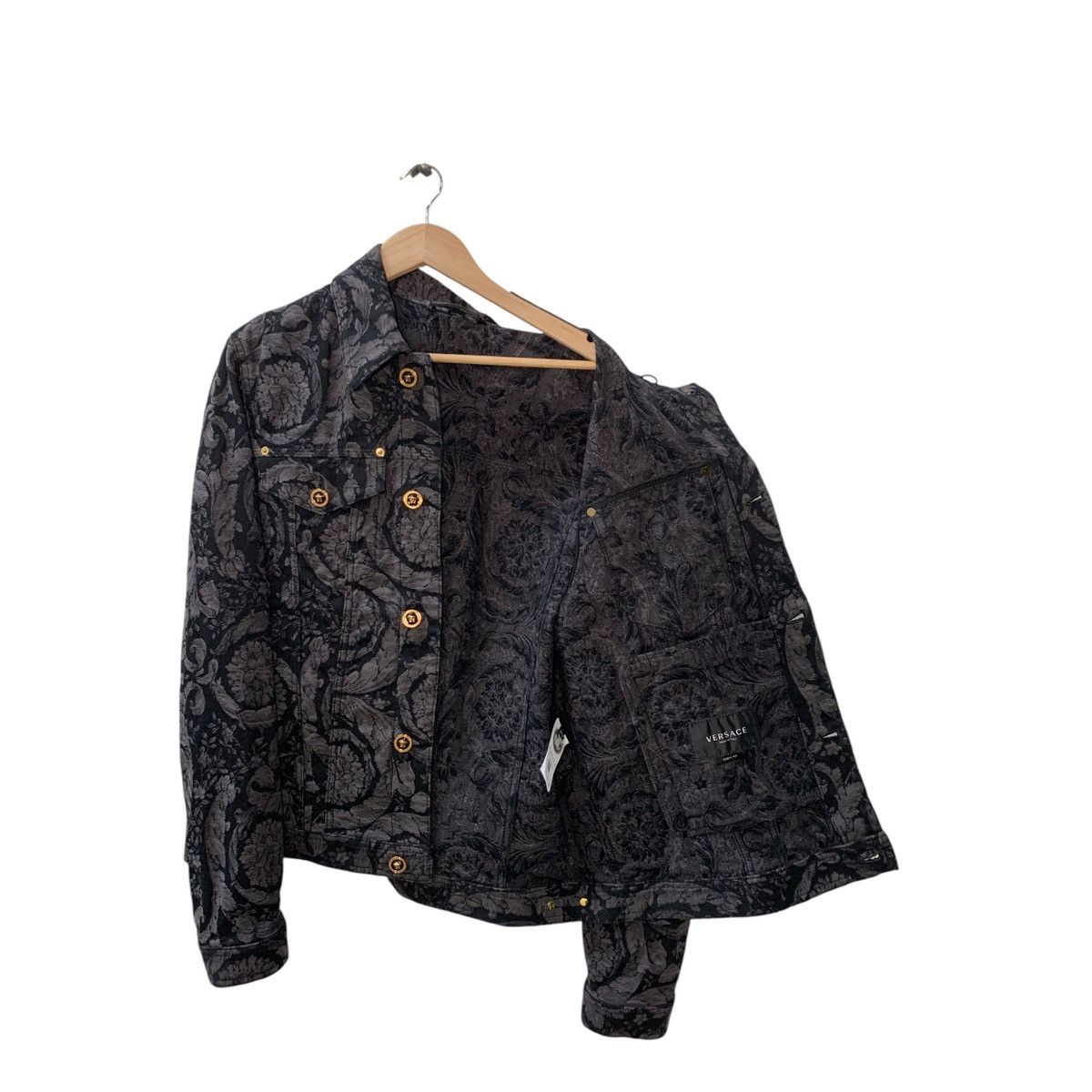 Versace Versace Barocco Jacquard Denim Black Gray Jacket 54 Size US L / EU 52-54 / 3 - 4 Thumbnail