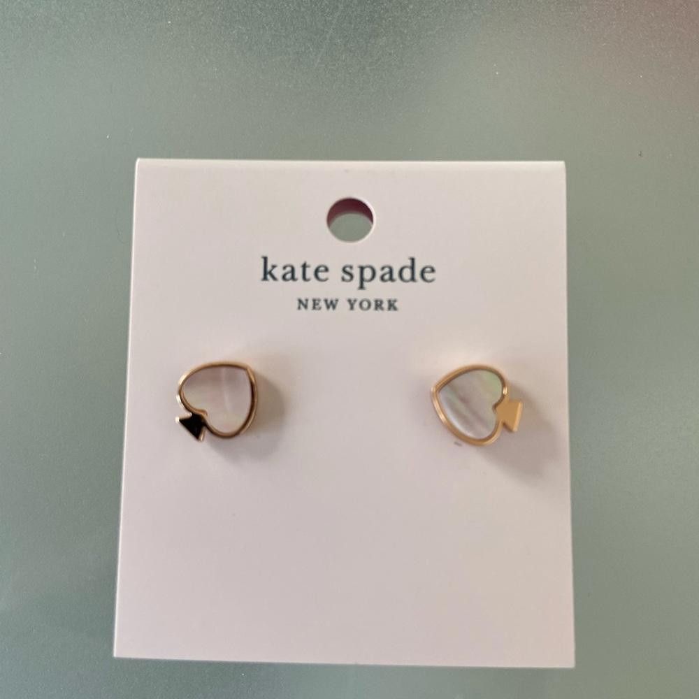 Designer Kate Spade Gold Spade Studs with Blush Stone Size ONE SIZE - 3 Thumbnail