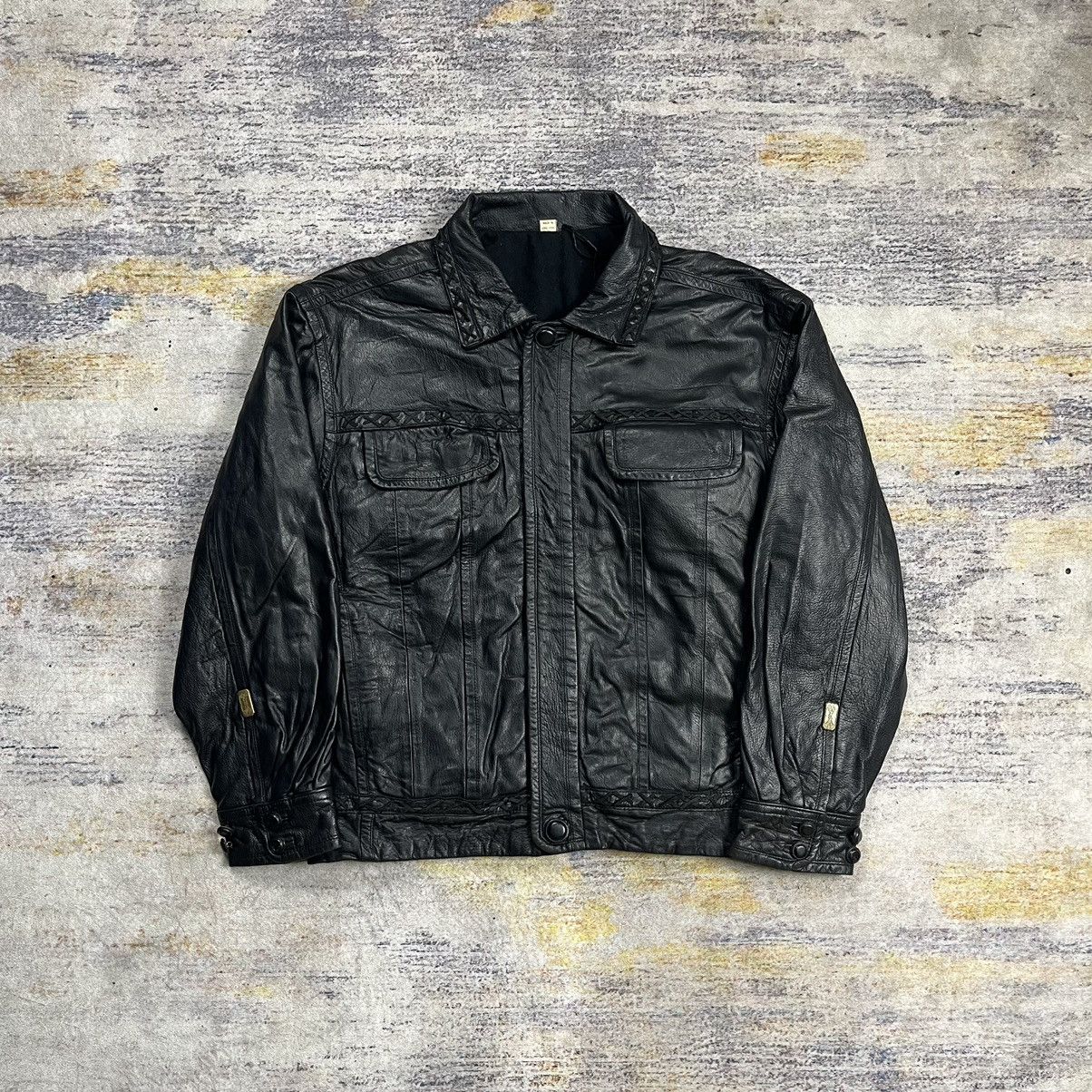 Japanese Brand × Le Grande Bleu (L.G.B.) × Nicole Club 90s Boutique Nicole by itsuko trucker lace leather jacket Size US M / EU 48-50 / 2 - 1 Thumbnail