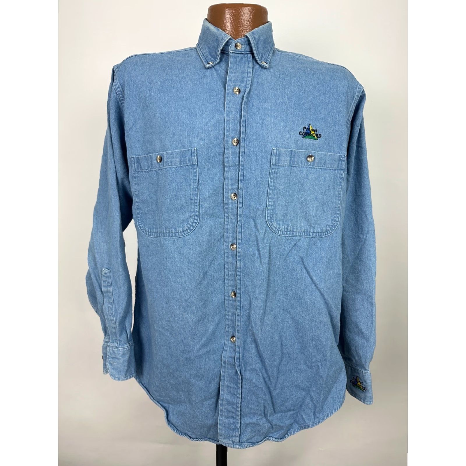 Denime VINTAGE Vantage Denim Shirt Men Small Button-Down Solid Blue 90s Casual Jeans Workwear USA Made Size US S / EU 44-46 / 1 - 3 Thumbnail