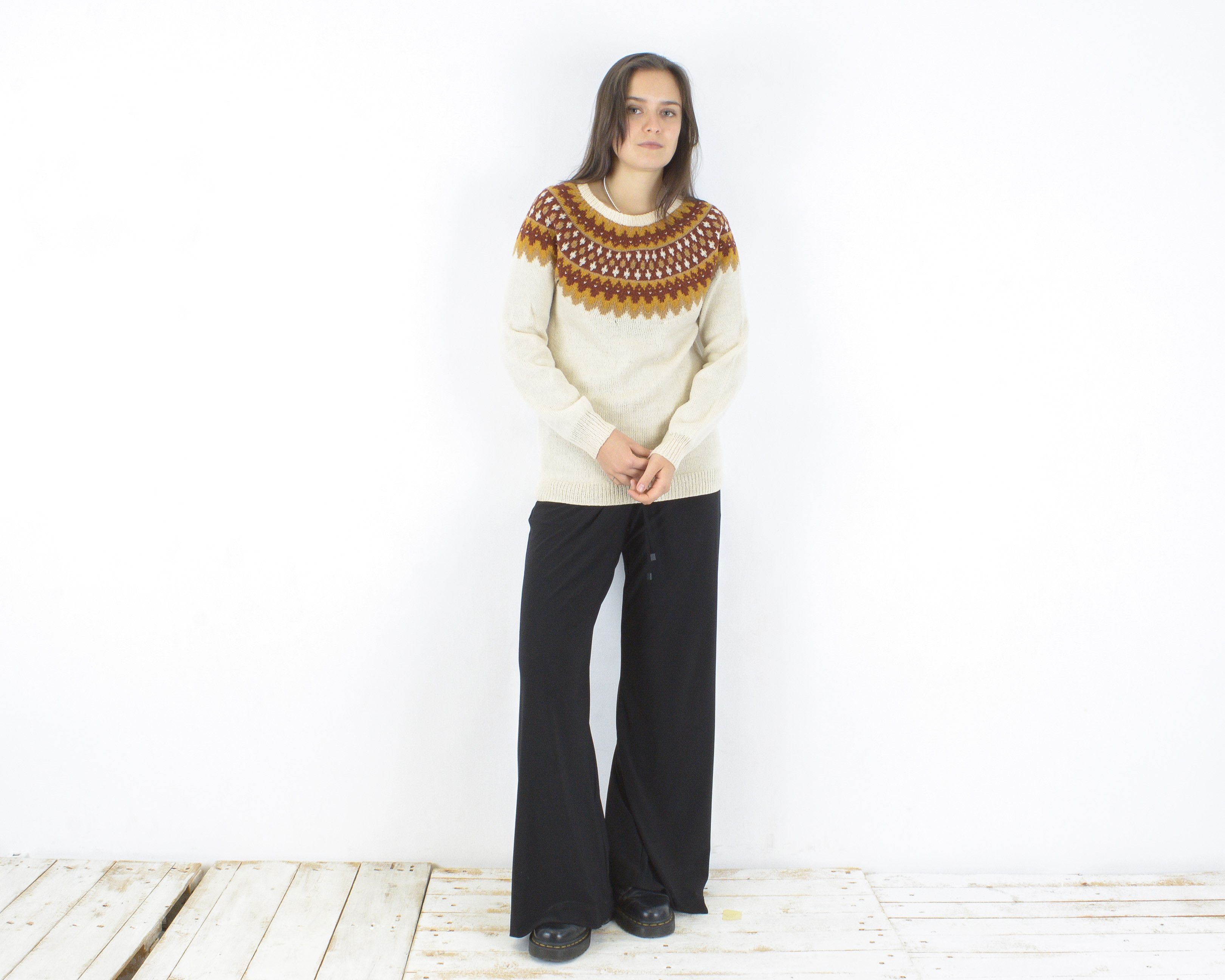 Vintage M Icelandic Sweater Fair Isle Pullover Jumper winter xmas Size M / US 6-8 / IT 42-44 - 1 Thumbnail