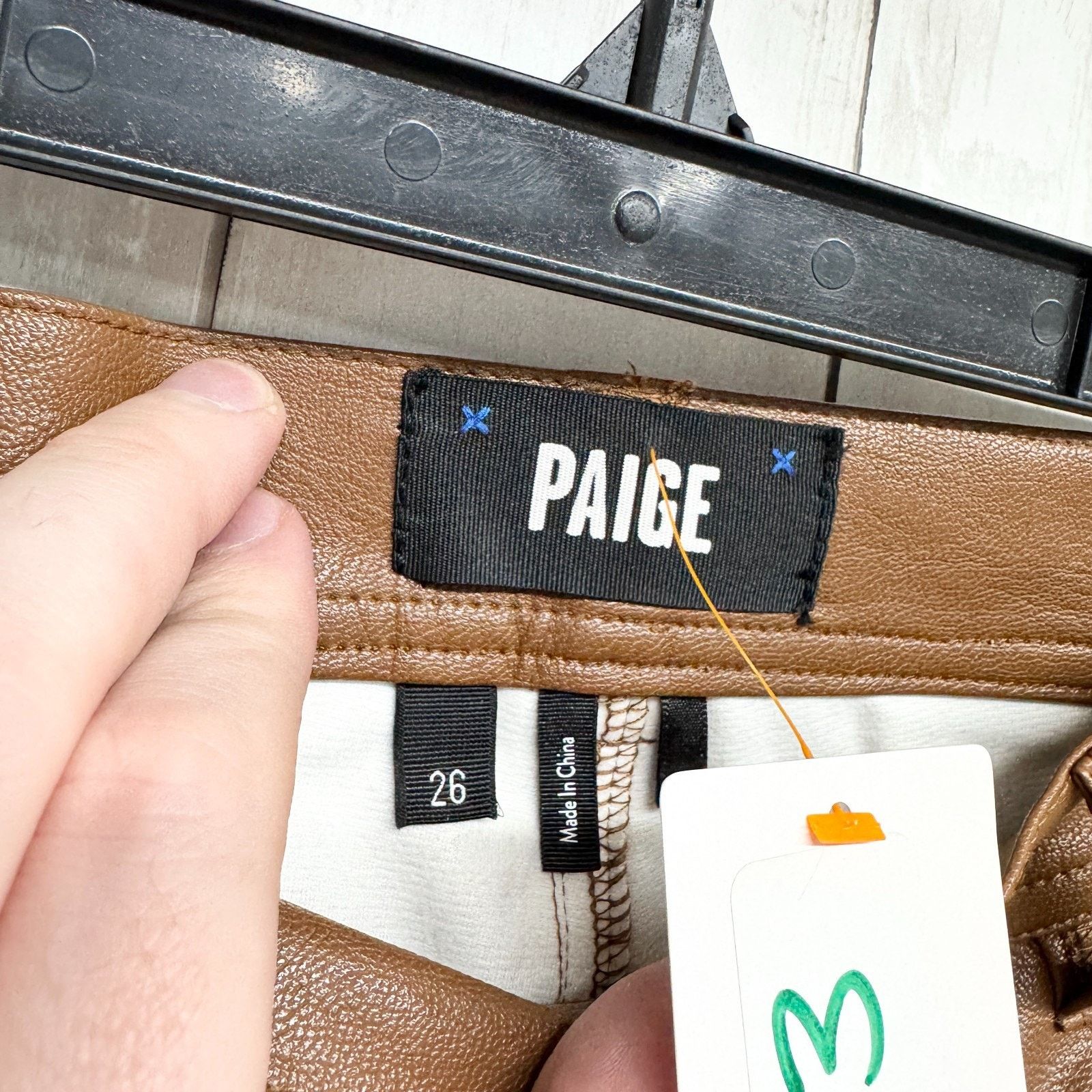Paige Paige Pants 26 Dark Argan Brwn Faux Leather Relaxed Straight Size 28" / US 6 / IT 42 - 8 Thumbnail