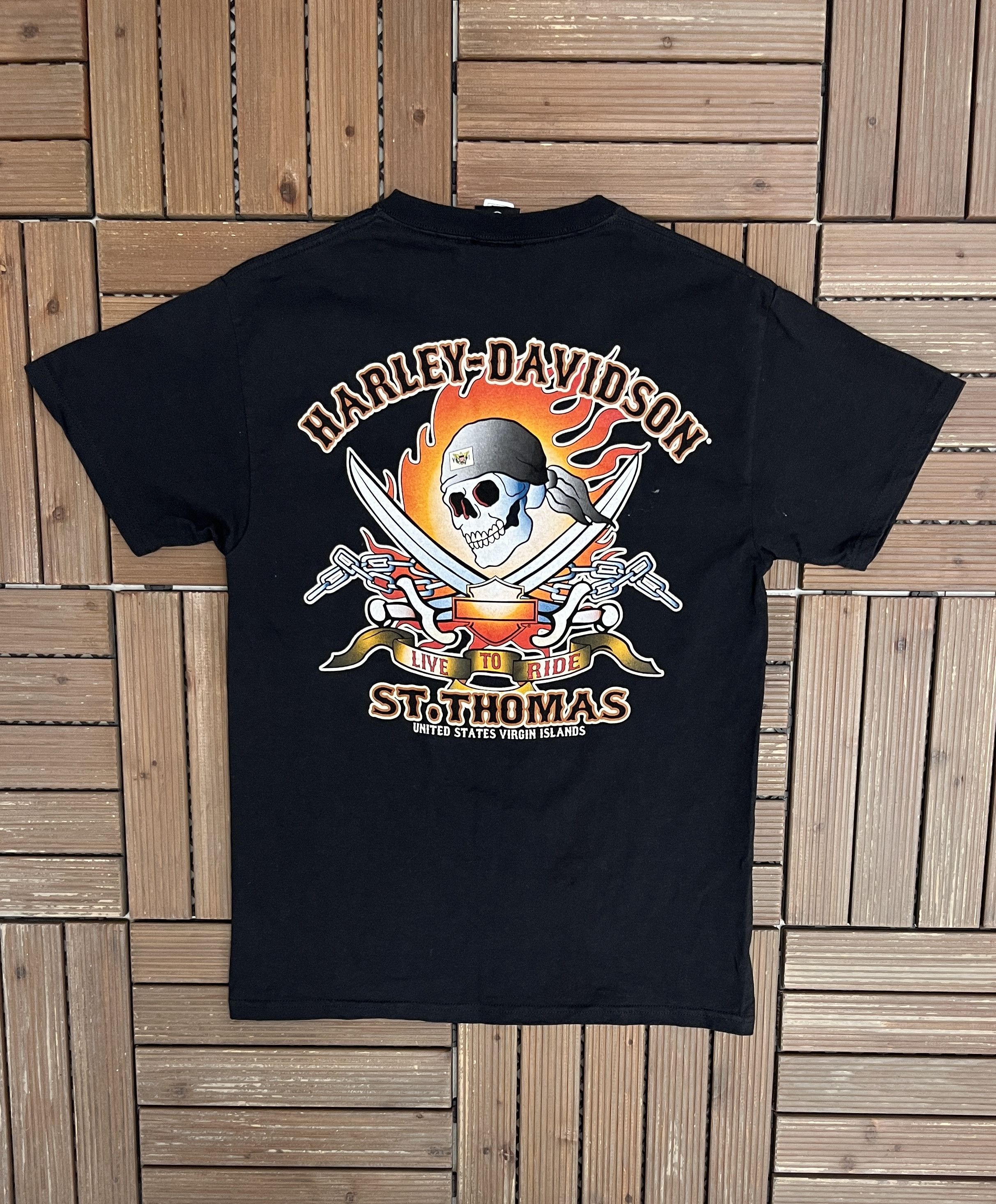 Vintage Harley Davidson St. Thomas Vintage Black T-Shirt Tee Size US M / EU 48-50 / 2 - 4 Thumbnail