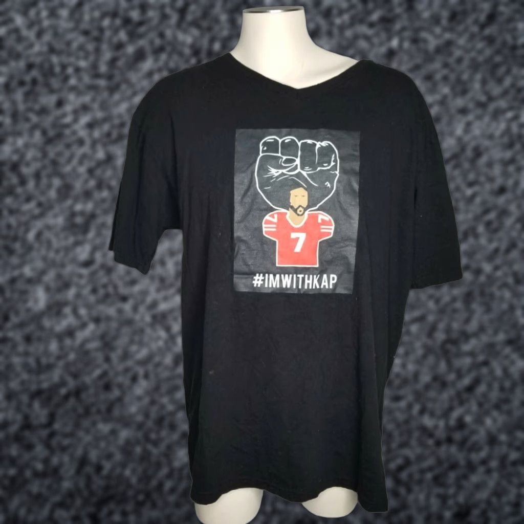 NFL Colin Kaepernick T-Shirt 3XL Black Im With Kap NFL Protest Kneeling Double Side Mens Size US XXL / EU 58 / 5 - 1 Thumbnail