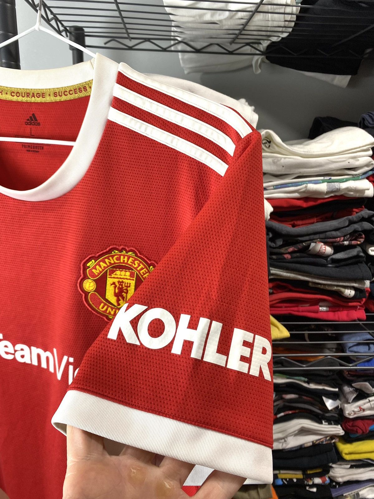Adidas Adidas Manchester United Soccer Jersey T Shirt Size US L / EU 52-54 / 3 - 5 Thumbnail