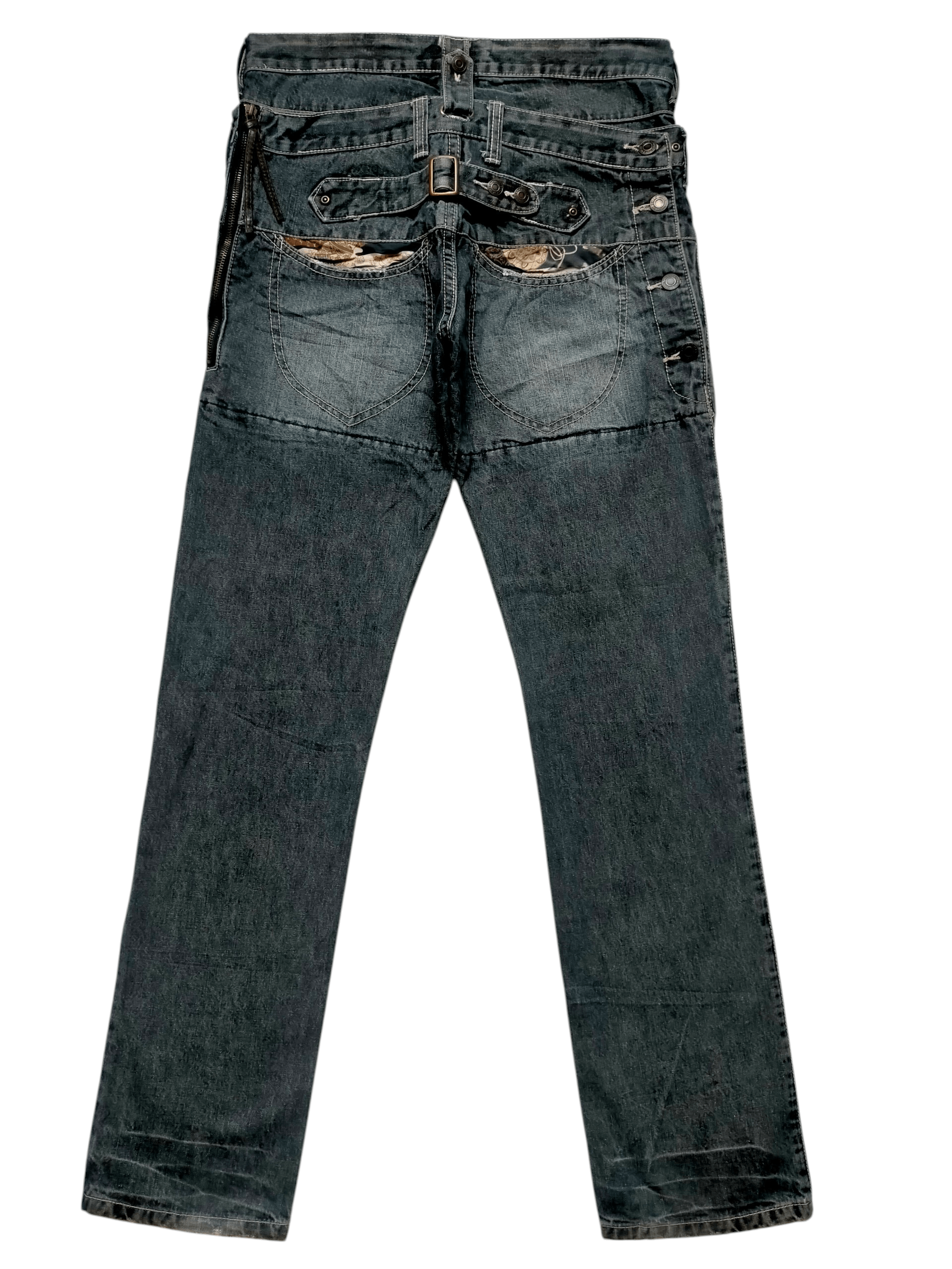 Le Grande Bleu (L.G.B.) 🔥Rare Dog House Double Waist Buckleback Black jeans Size US 32 / EU 48 - 2 Thumbnail