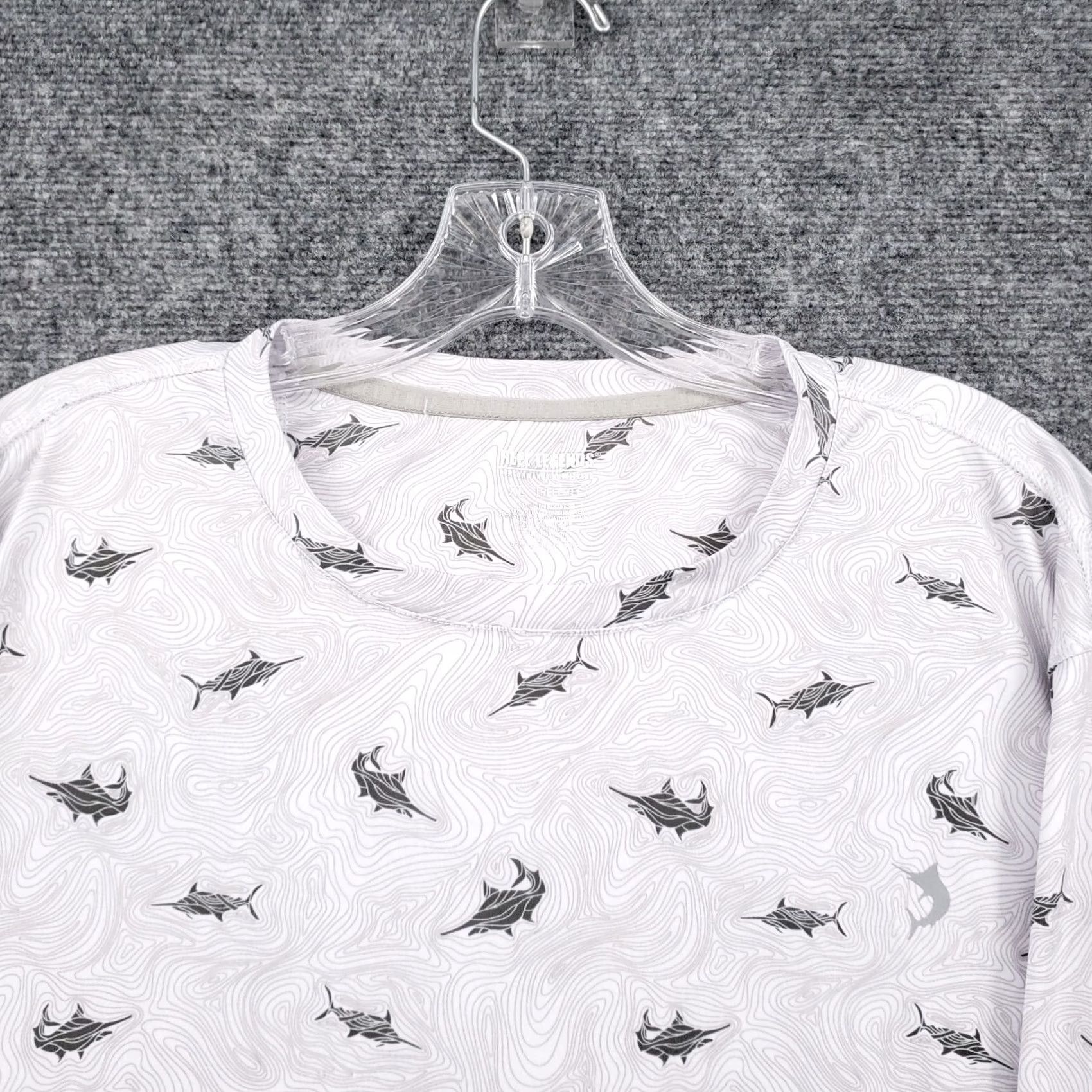 Vintage Reel Legends Shirt Men XL White Shark Print Topographic Swirl Long Sleeve Fish Size US XL / EU 56 / 4 - 3 Thumbnail