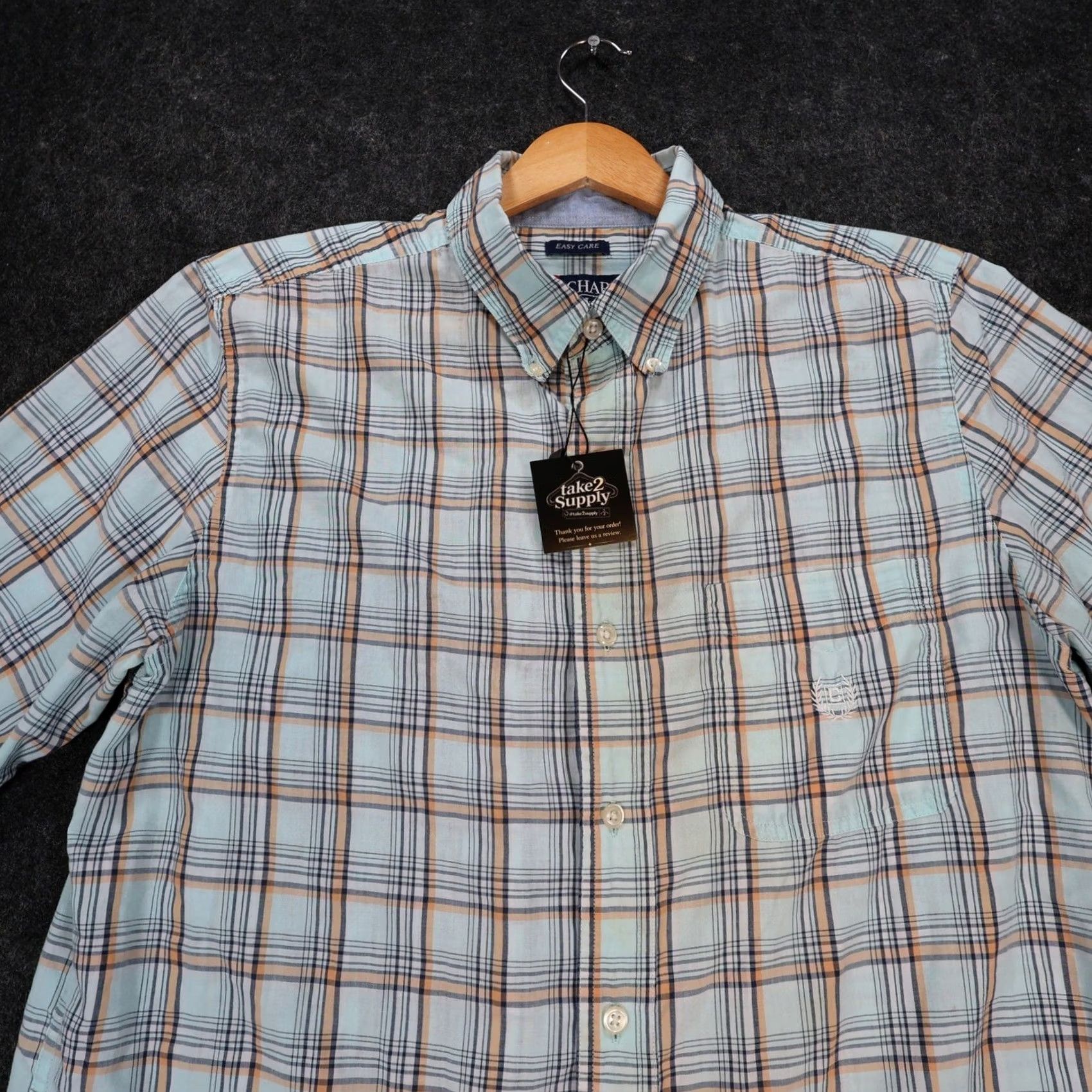 Chaps Chaps Plaid Button Down Shirt Mens M Light Blue Excellent Easy Care Short Sleeve Size US M / EU 48-50 / 2 - 4 Thumbnail