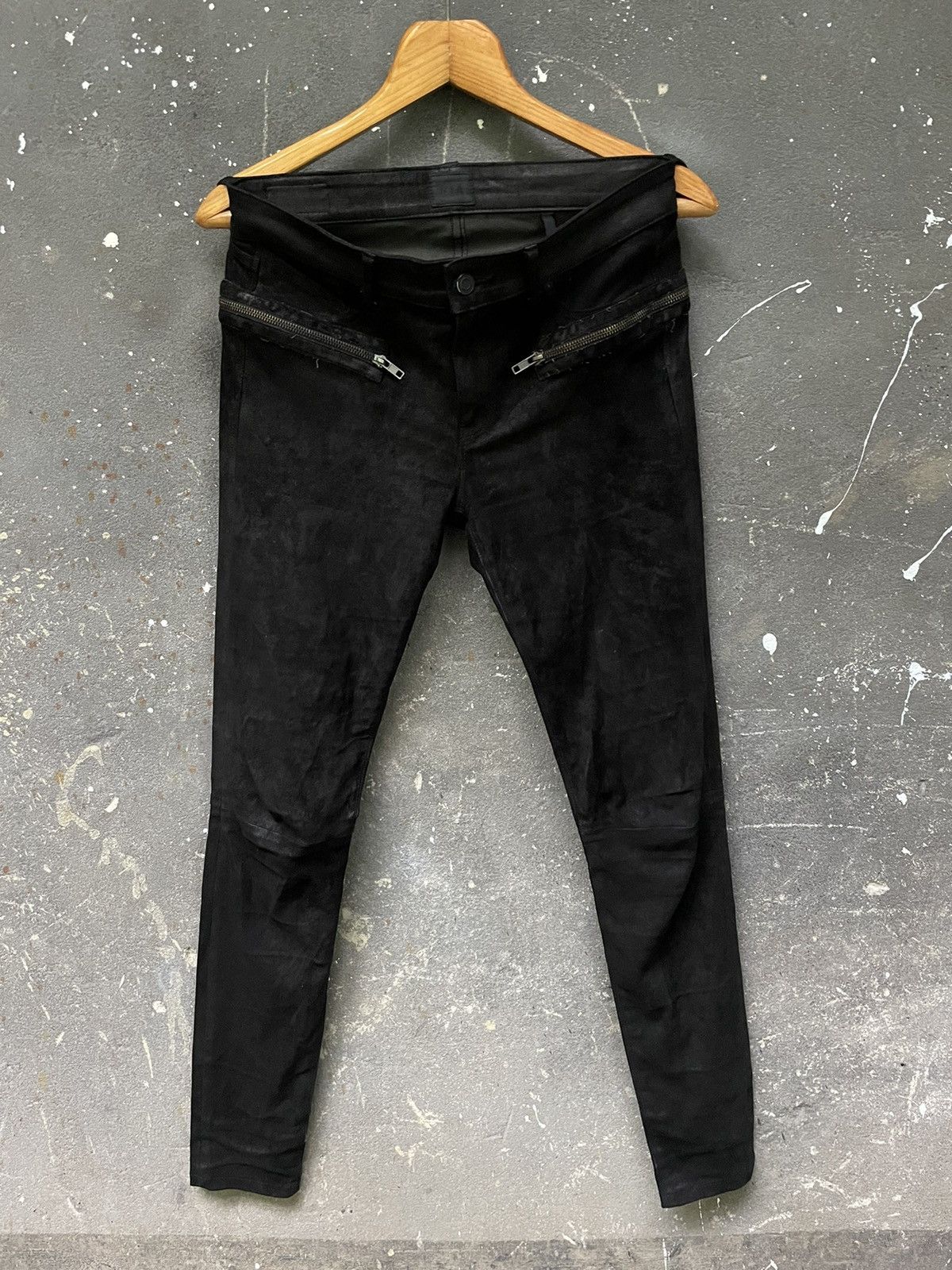 Rta Road To Awe R+ A Leather Pants Zipper Avant Garde Black RARE Size 28" / US 6 / IT 42 - 2 Thumbnail