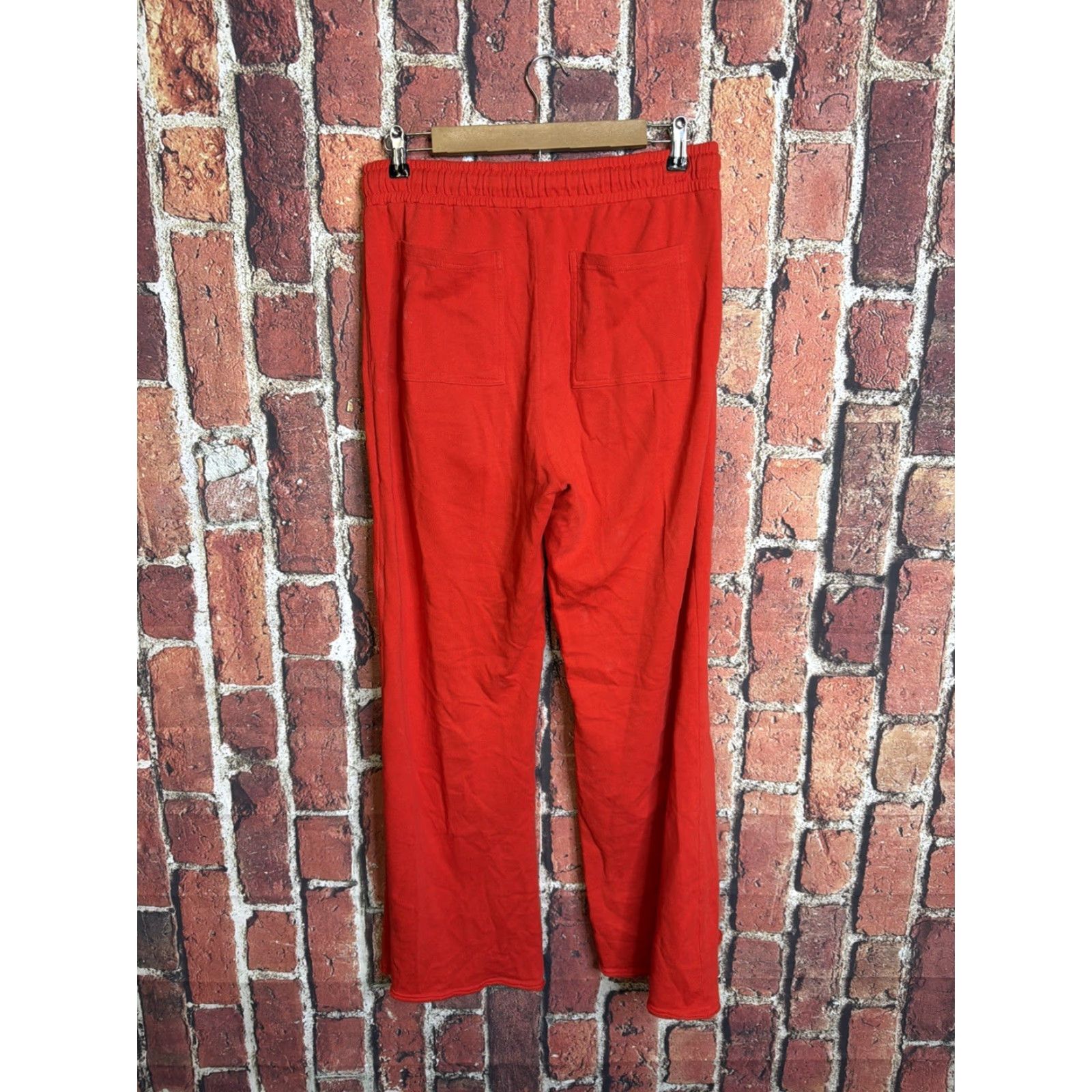 ME+EM Women's Pants Sweatpants Wide Leg Red US 12 100% Cotton Elastic Waist Casual Loungewear Womens