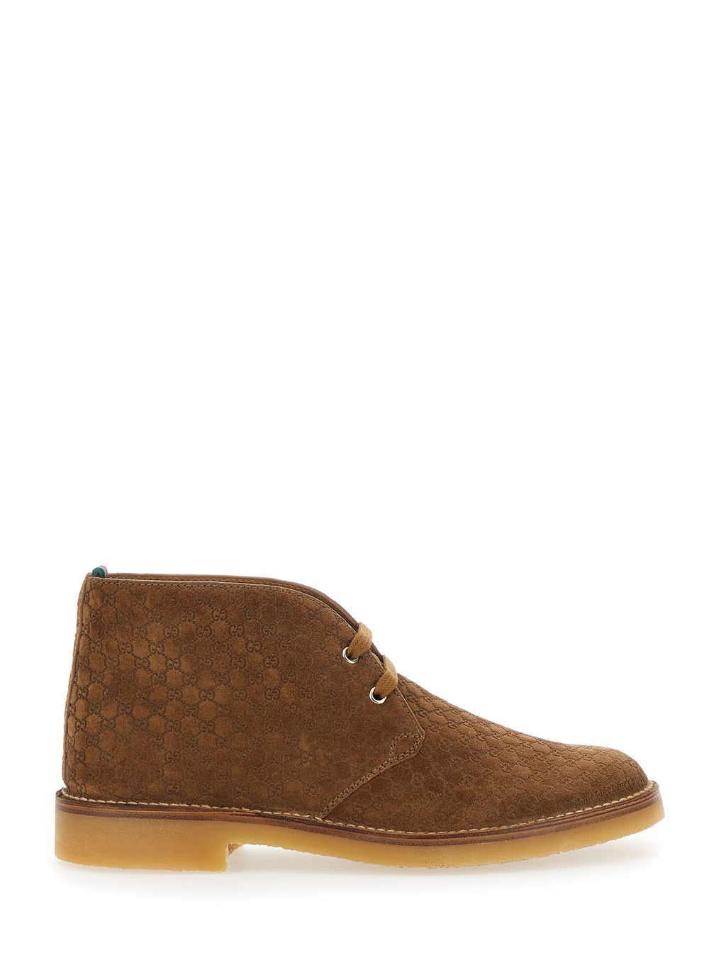 Gucci Brown Ankle Boots with Web Detail on the Heel and Low Heel in GG Suede Man Size US 11 / EU 44 - 1 Thumbnail