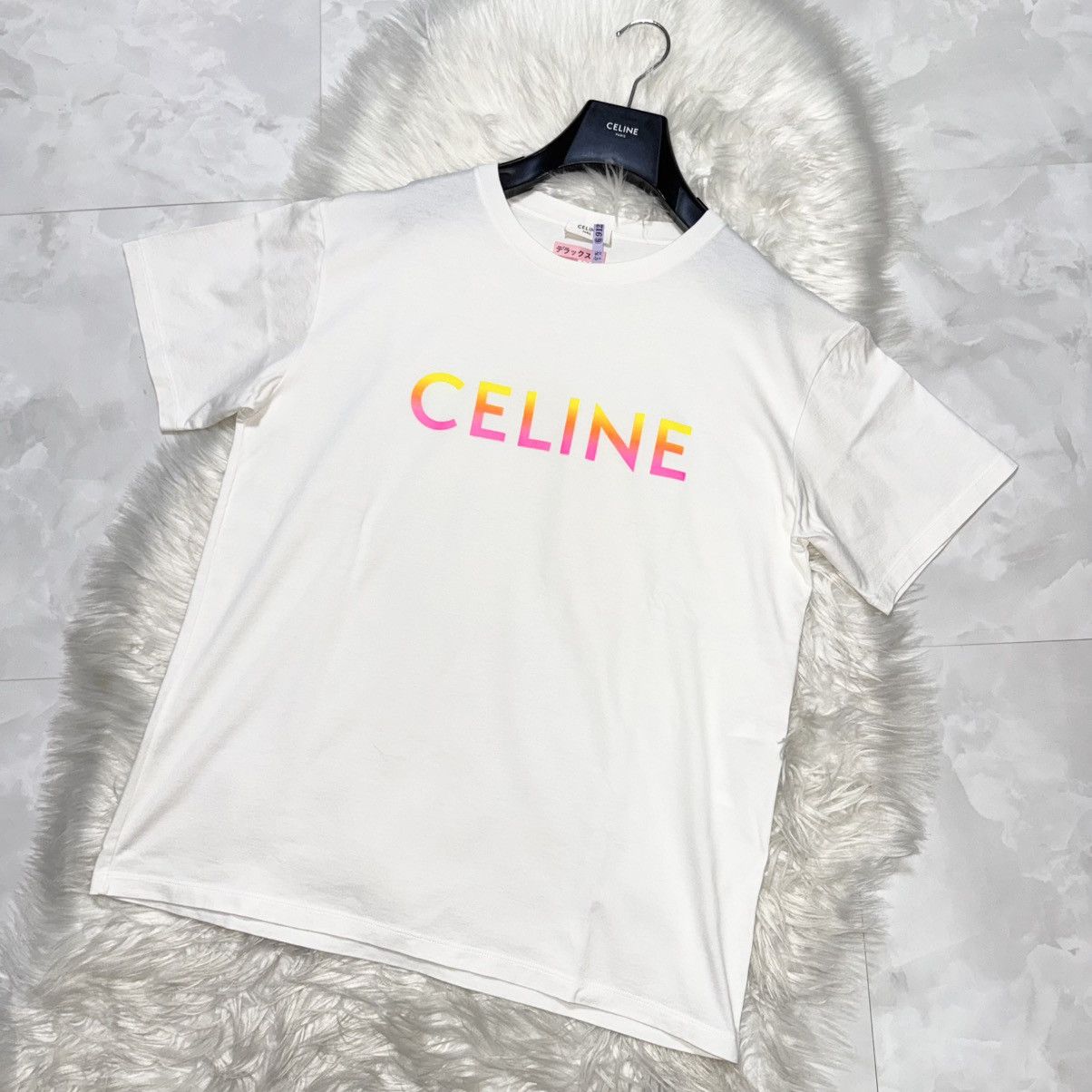 Celine Auth Excellent Condition Celine Colorful Logo Loose T-Shirt Size US S / EU 44-46 / 1 - 4 Thumbnail