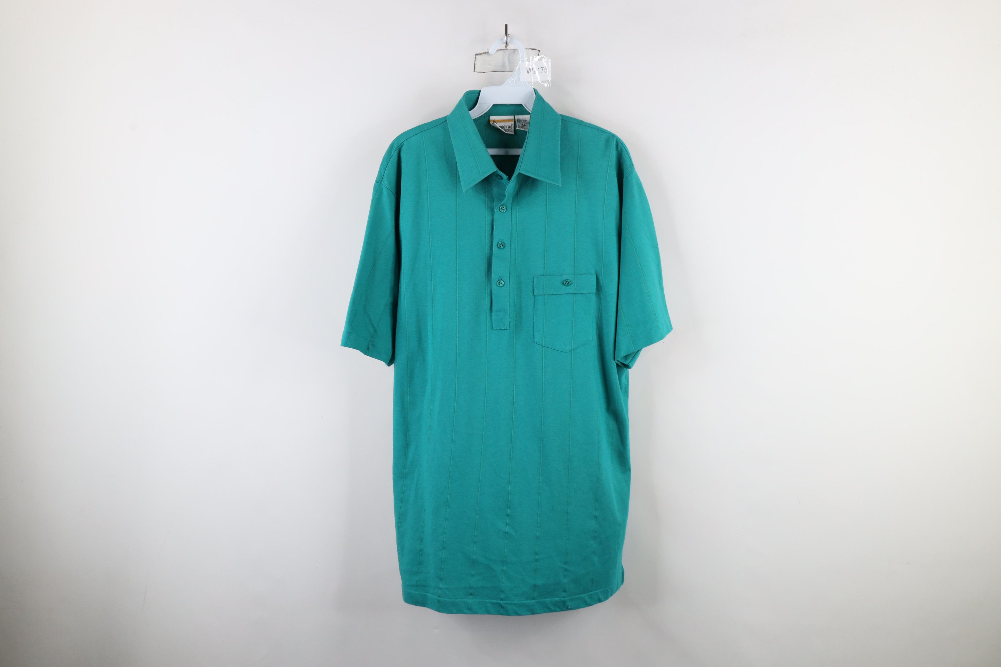 Vintage Vintage 90s Streetwear Knit Collared Polo Shirt Teal USA Size US XL / EU 56 / 4 - 1 Thumbnail