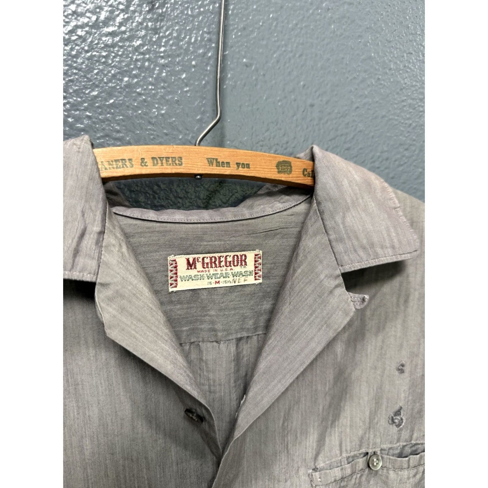 McGregor VINTAGE McGregor Shirt Gray Cotton Loop Collar Men’s Button Front Medium 1950s Rockabilly Mens Size US M / EU 48-50 / 2 - 2 Thumbnail