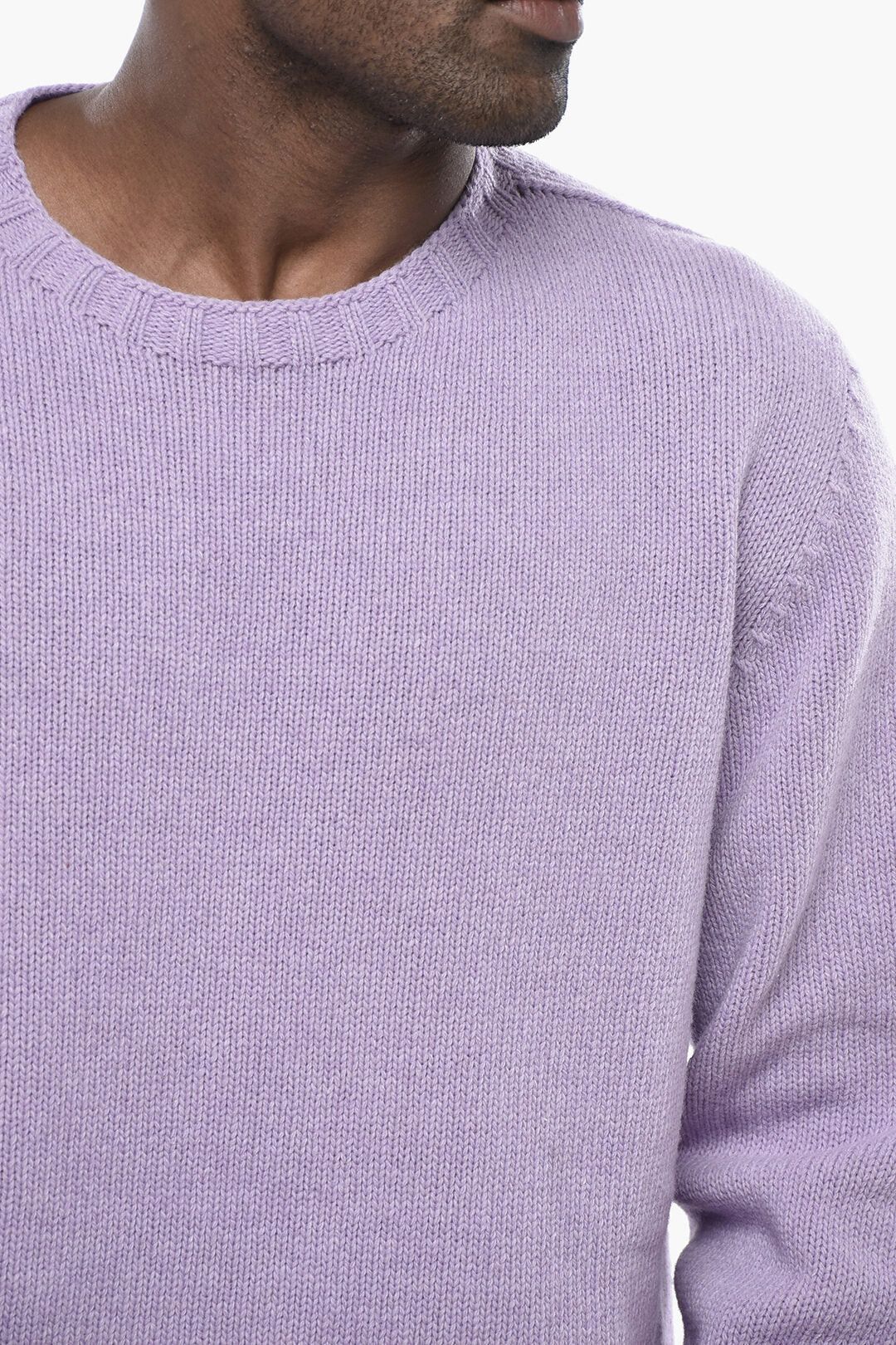 Palm Angels og1mm0326 Wool-Blend Crew Neck Sweater in Purple Size US L / EU 52-54 / 3 - 3 Thumbnail