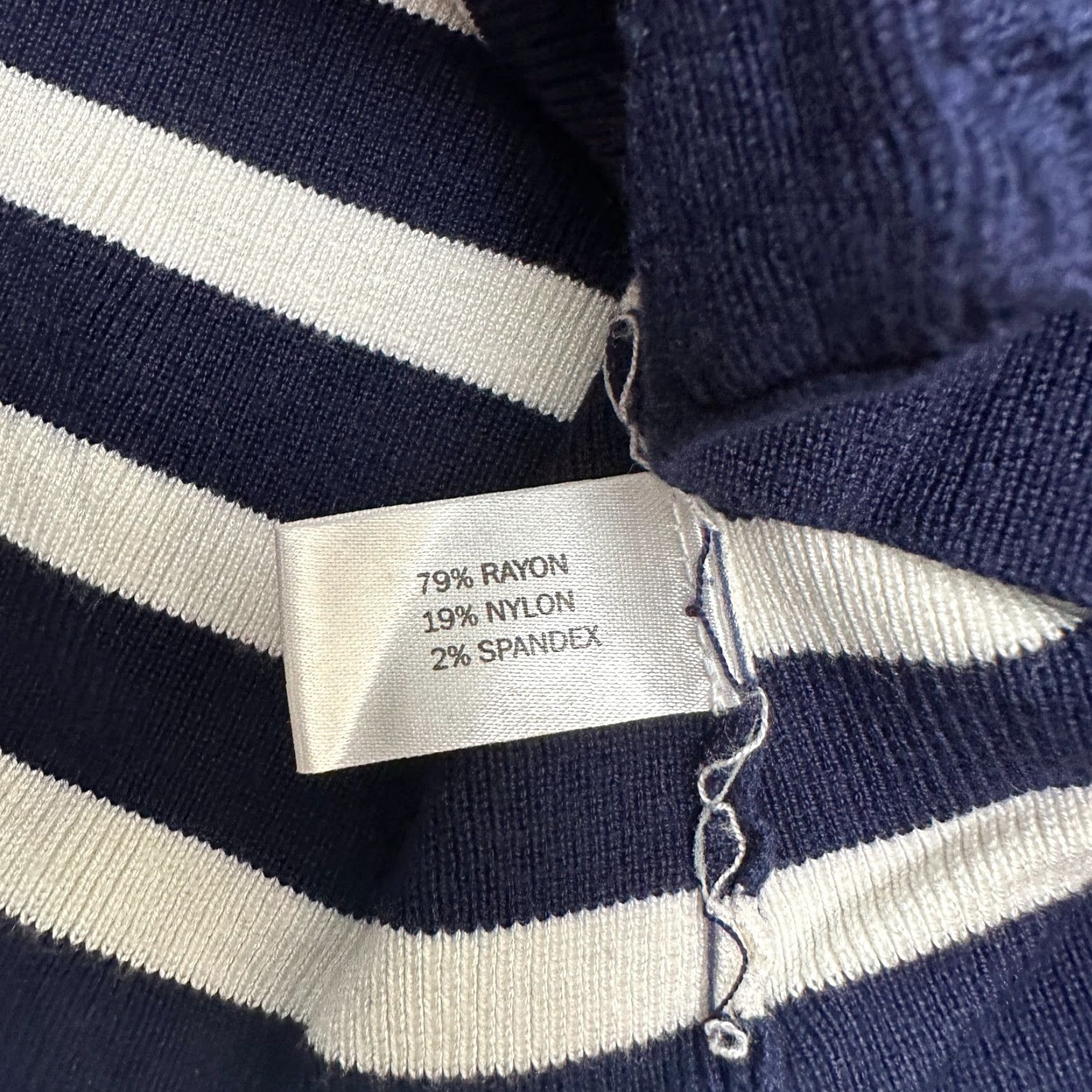 Boston Proper VINTAGE? No — Boston Proper Striped Knit V-Neck Sweater Women’s Small Blue White Pullover Knit Ruffle Accents Casual Women 2020s Size S / US 4 / IT 40 - 6 Thumbnail