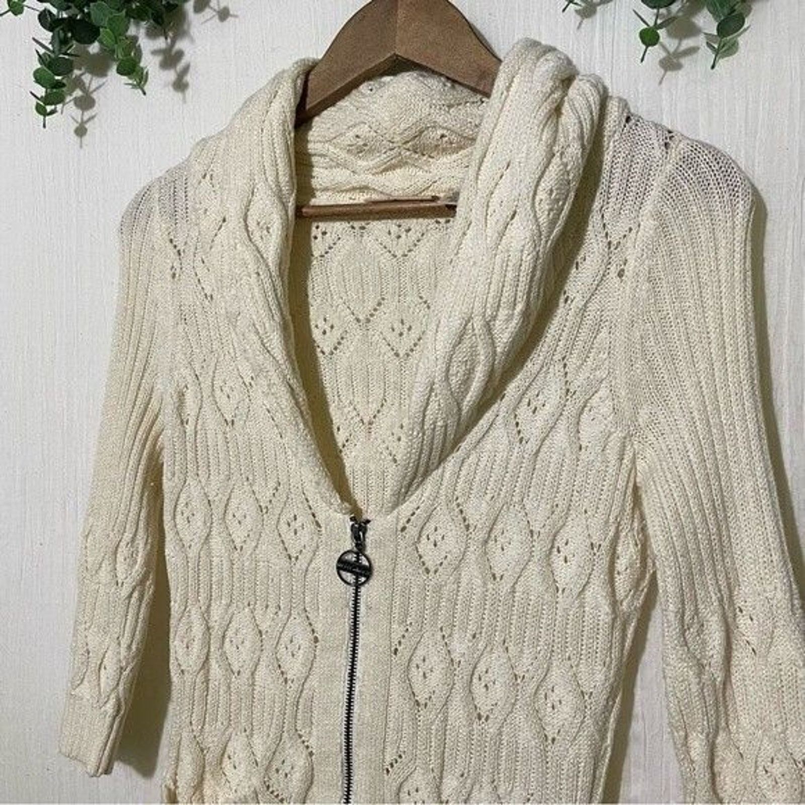 DKNY DKNY Womens Knit Open Knit Zip Cardigan Size XS 3/4 Sleeve Size XS / US 0-2 / IT 36-38 - 6 Thumbnail