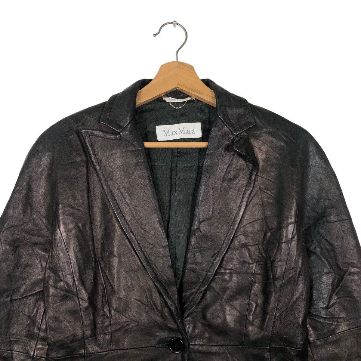 Japanese Brand 🔥Vintage Leather Biker Jacket Max Mara Size US M / EU 48-50 / 2 - 3 Thumbnail
