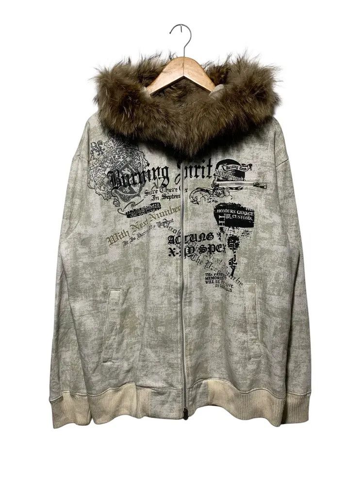 Other Y2K burning spirit peom double zip fur hoodie Size US XL / EU 56 / 4 - 8 Thumbnail