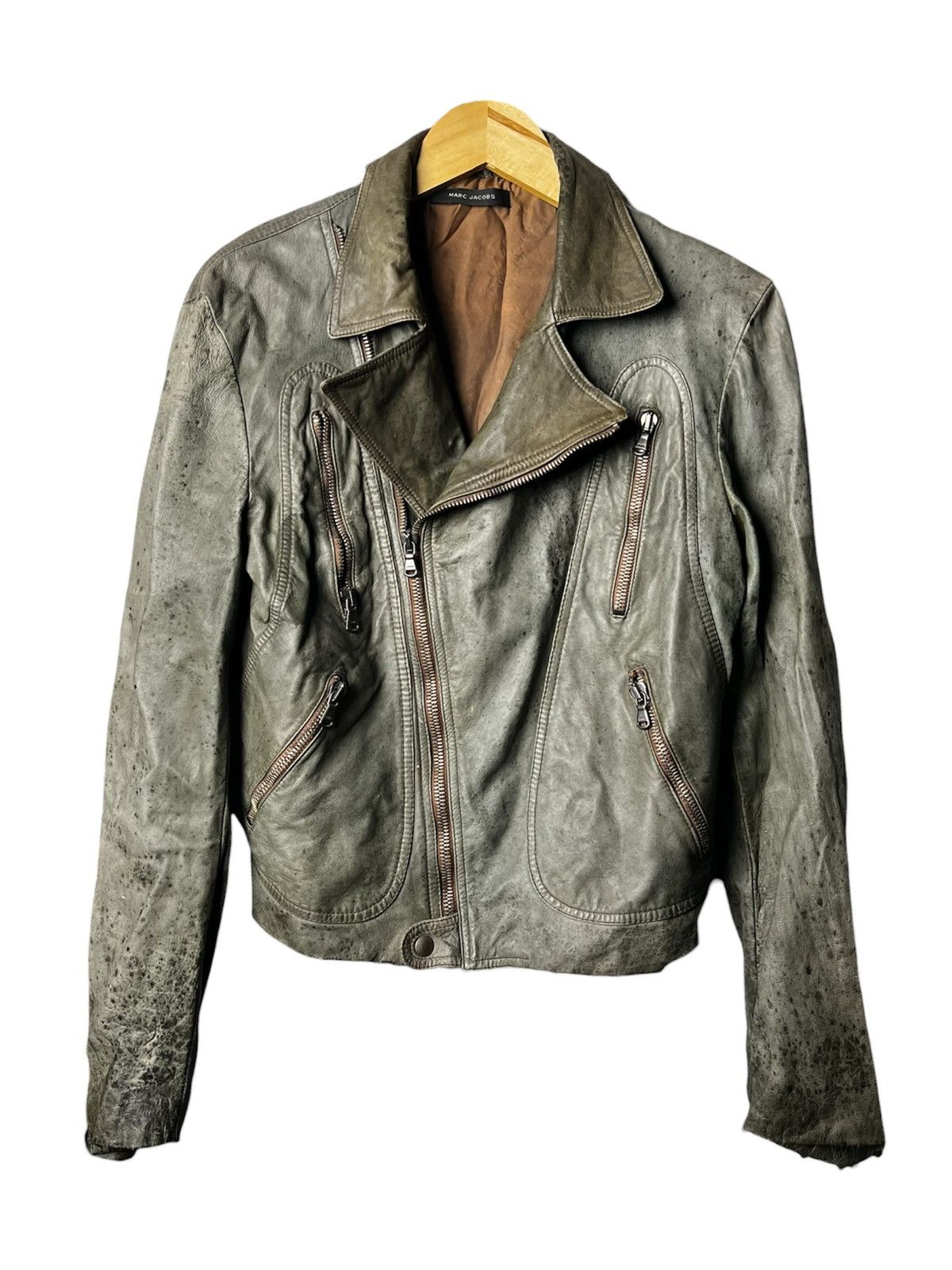 Marc Jacobs Vintage Marc Jacobs Trashed Dirty Leather Biker Jacket Size US S / EU 44-46 / 1 - 1 Thumbnail