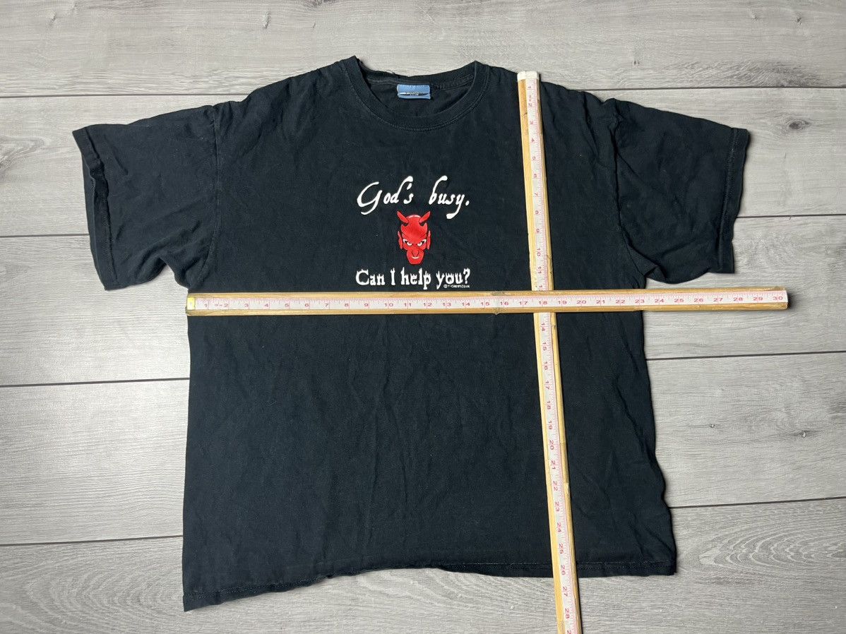 Band Tees Vintage God's Busy Can I Help You? Devil T-Shirt Size US XL / EU 56 / 4 - 6 Thumbnail