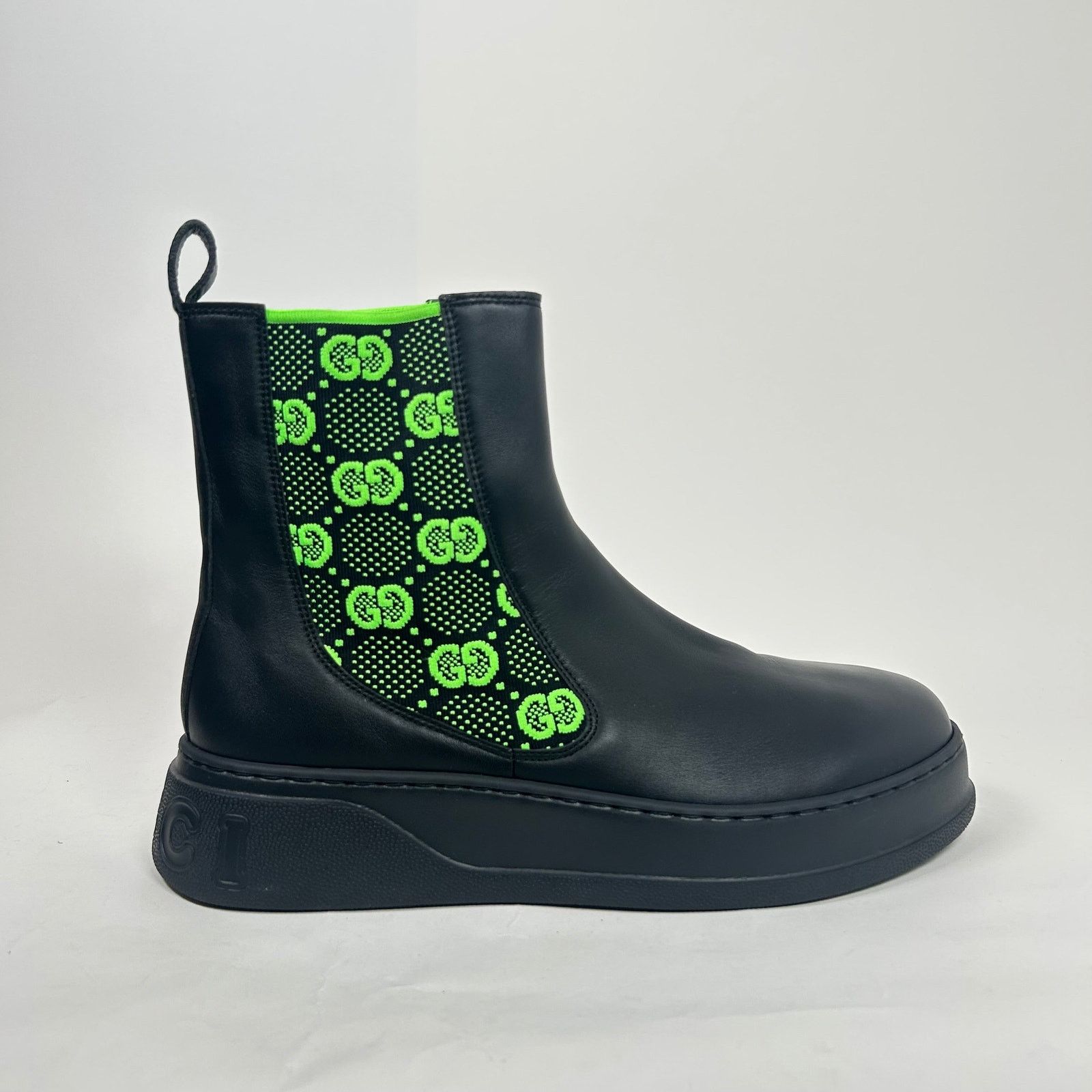 Gucci Gucci Black/Green Elastic Chelsea Boot Size GG 8.5 Size US 9.5 / EU 42-43 - 1 Thumbnail
