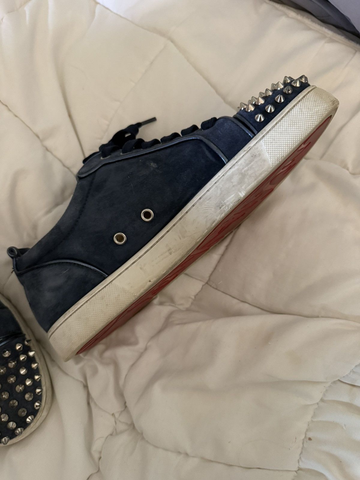 Christian Louboutin Christian Louboutin Blue Suede Spike Trainers Size US 9 / EU 42 - 4 Thumbnail