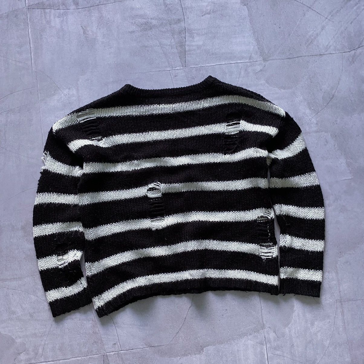 If Six Was Nine × Le Grande Bleu (L.G.B.) Distressed Junya Watanabe Style Striped Knit Sweater LGB Size US S / EU 44-46 / 1 - 5 Thumbnail
