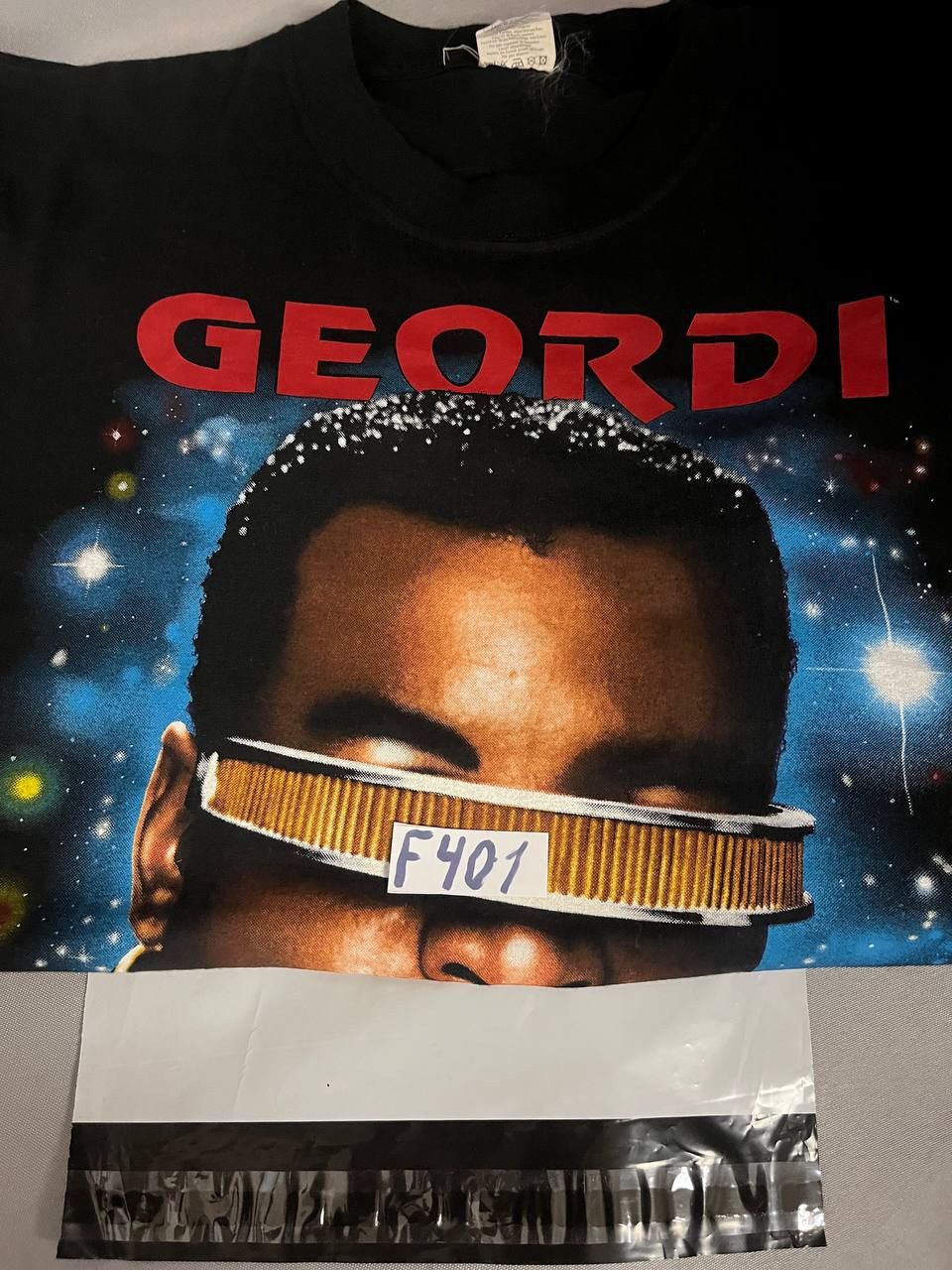 Vintage Star Trek Geordi Movie Tee T Shirt 1995 Vintage Black Size US XL / EU 56 / 4 - 12 Thumbnail