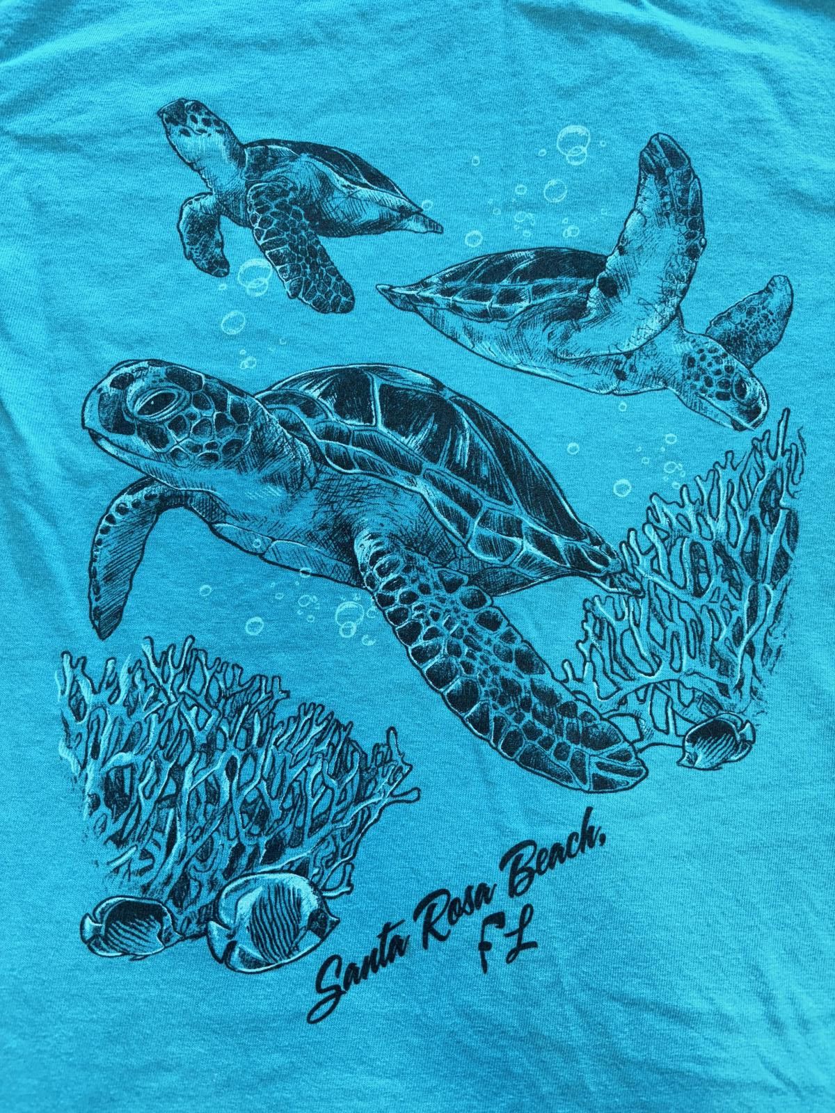 Gildan Retro Santa Rosa Beach Tee - Aquatic Sea Turtle Design Size US S / EU 44-46 / 1 - 2 Thumbnail